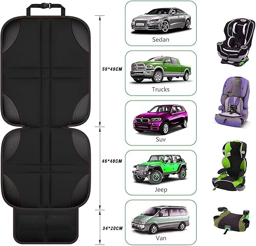 Miniatura 4 de Protector de asiento de automóvil, línea roja, paquete de 2 unidades, protege los asientos infantiles, tela 600D antideslizante, material