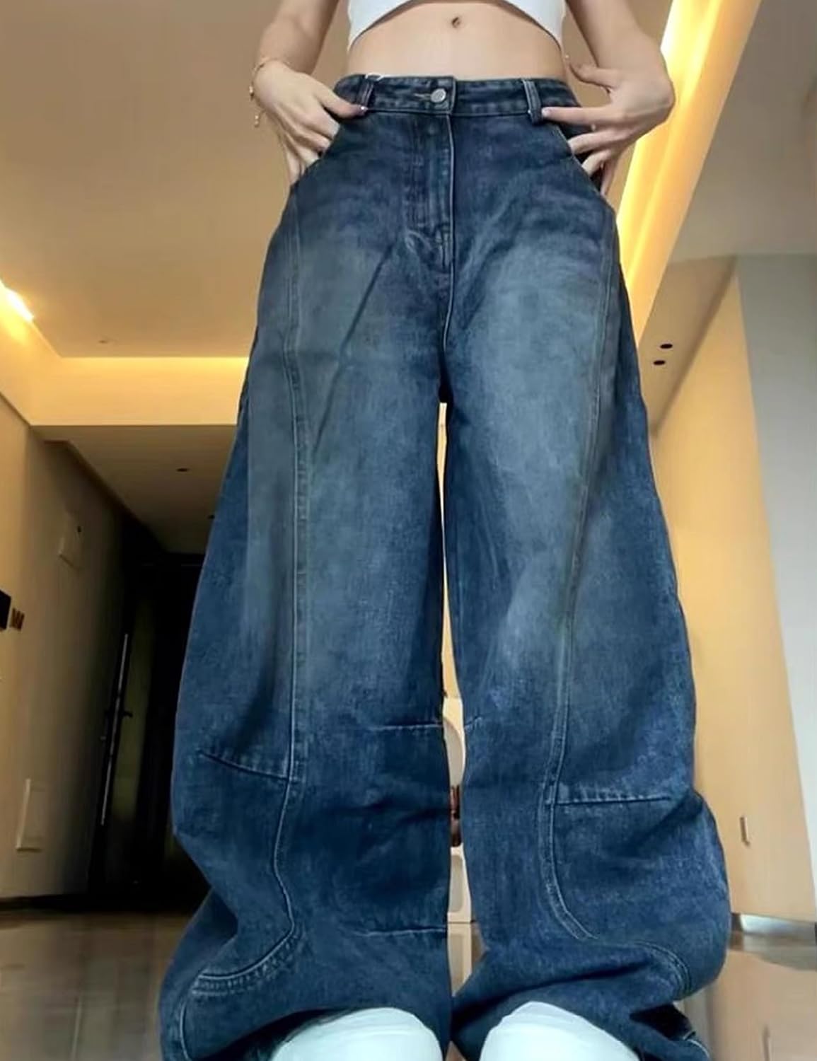 Womens Baggy Jeans Vintage Oversized Pants Aesthetic Hip Hop Jeans Denim Graphic Jean Grunge Pants - Image 5