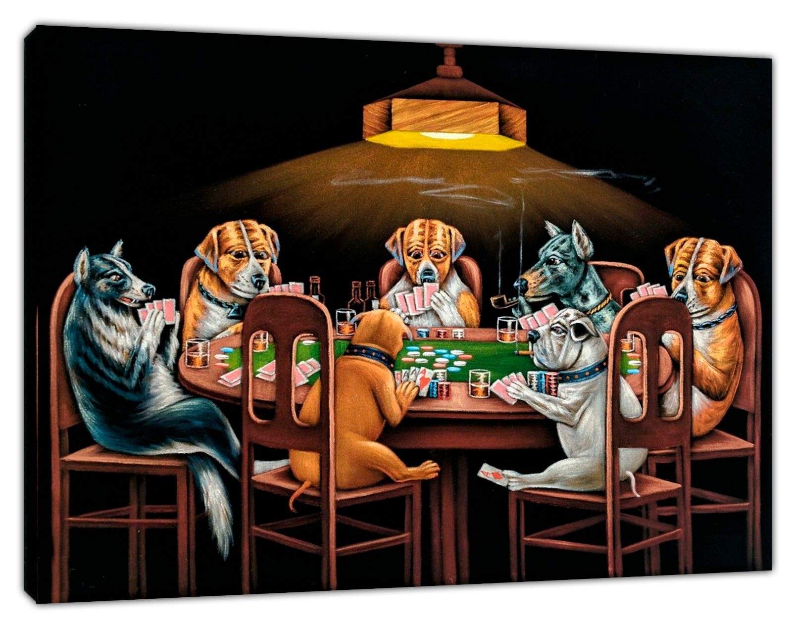 ARTSPRINTS Dogs Playing Poker Picture Print ON Framed Canvas Wall Art Home Decoration