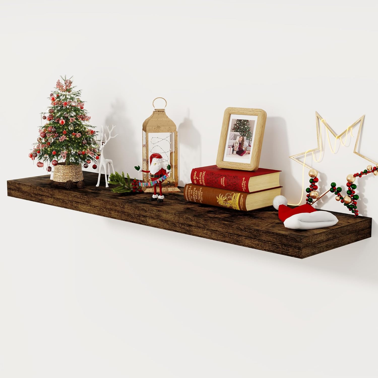Floating Shelves 48 Inch Long, 12 Inch Deep Floating Shelves for Wall, 48 x 12 Large Wall Shelves for Home Storage & Display, 2" Thicked Floating Shelf for Bedroom, Living Room, Rustic Brown, 1 Pack