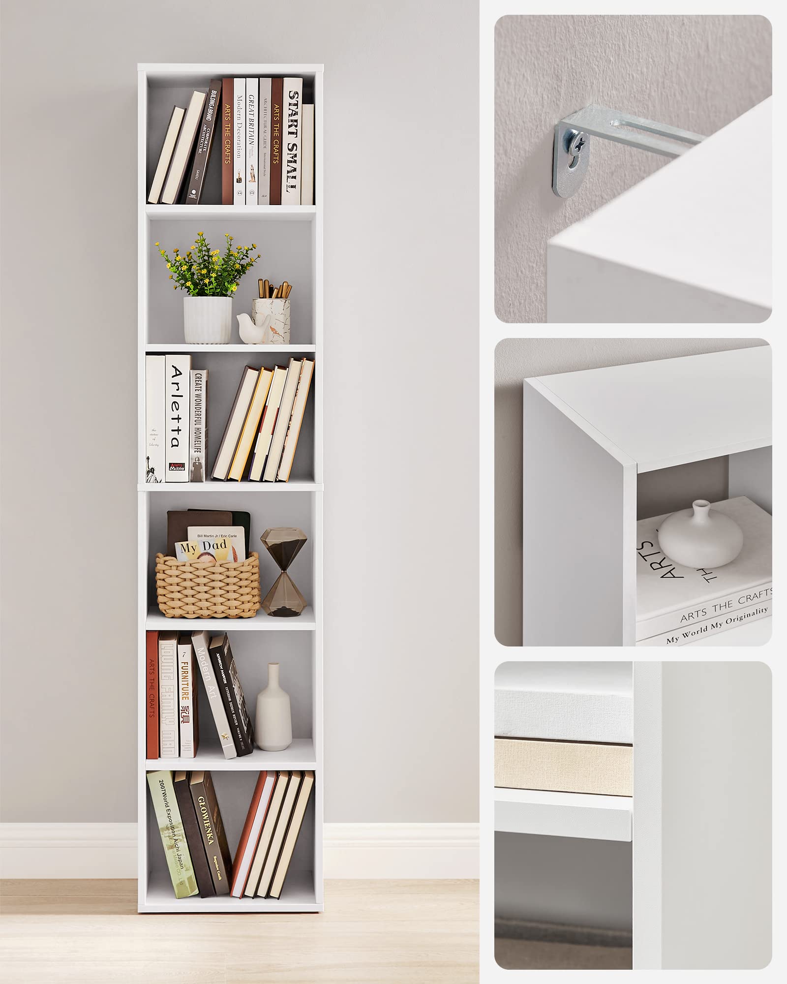 VASAGLE Custos Collection - Bibliothèque, Étagère sur 3 Niveaux, Meuble de Rangement Ouvert, Étagère, pour Salon, Bureau, Salle à Manger, Blanc Nuage LBC167T14