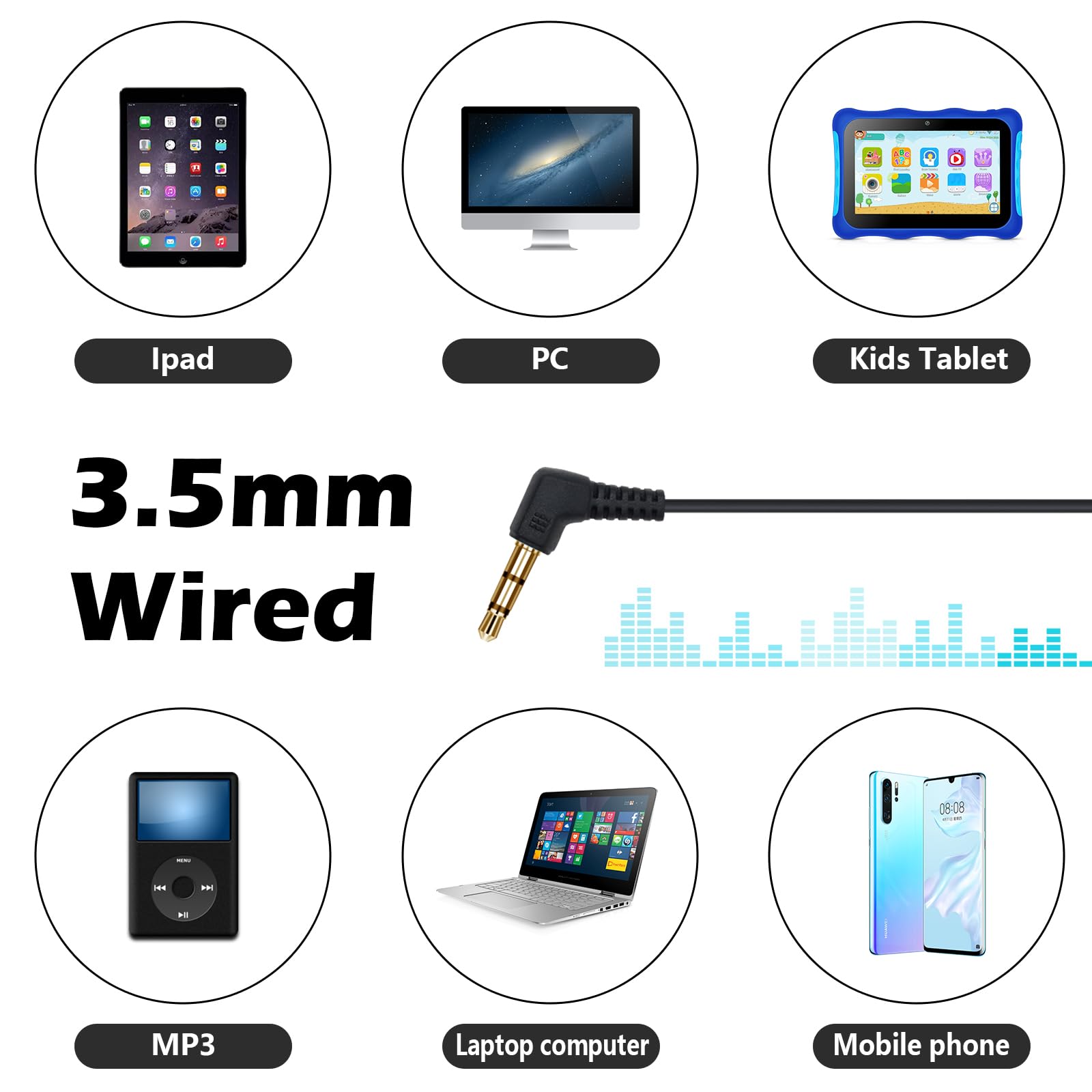 Auriculares para niños, paquete de 25 unidades para aula, escuela, juego de auriculares al por mayor para estudiantes, adolescentes, niños y adultos, conector de 3,5 mm (negro)