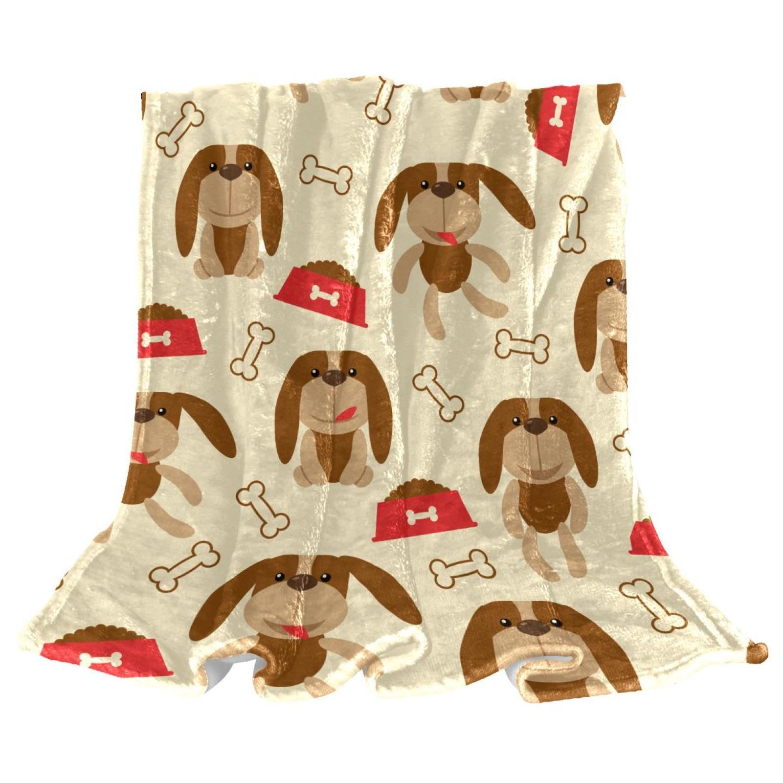 Couverture Polaire Os De Chien Mignon Couverture Plaid Chaude Douce pour Lits Canapés Chaises Divans 150×200cm