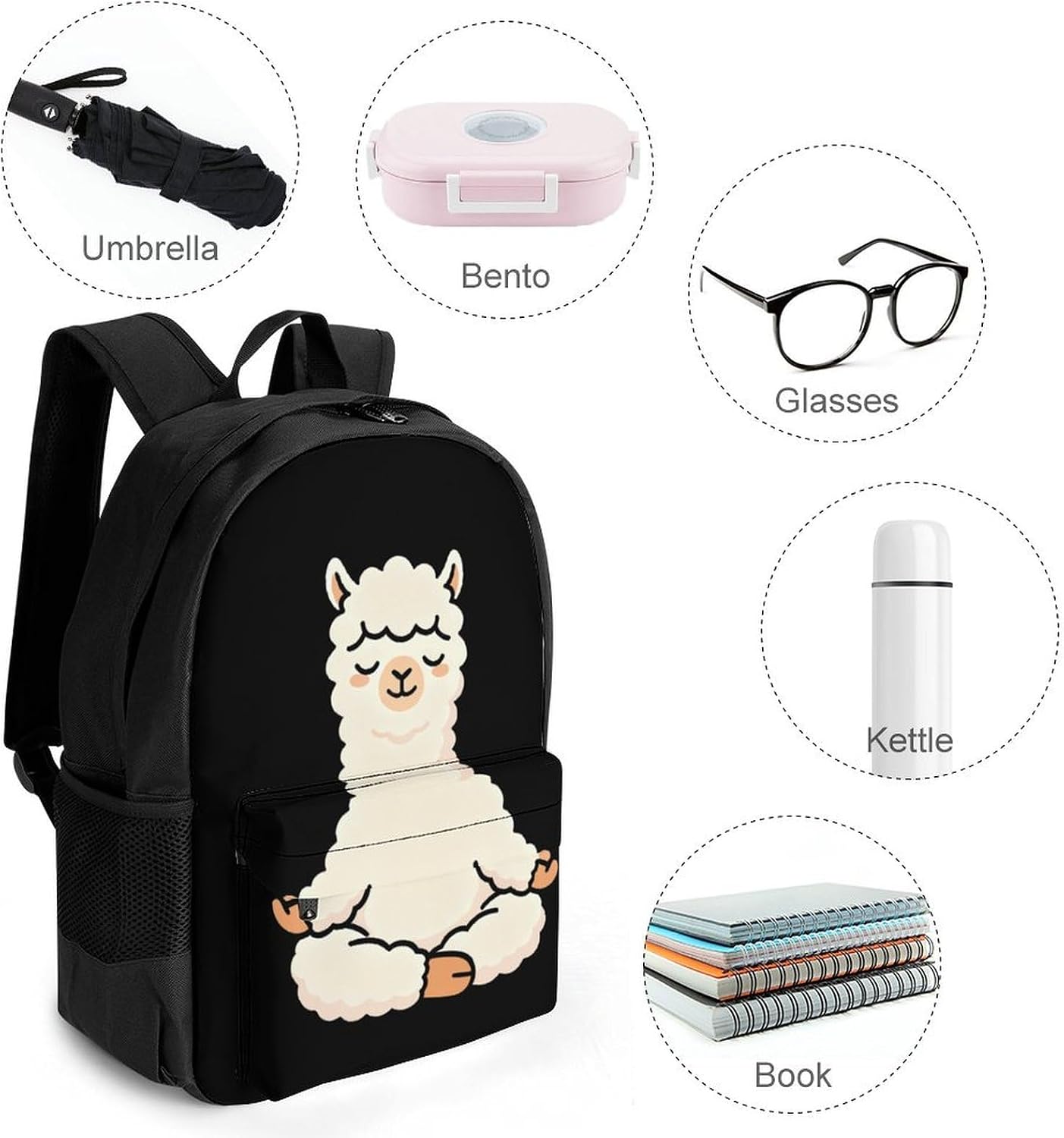 Meditating Llama Backpack Lightweight Backpacks Work Bag