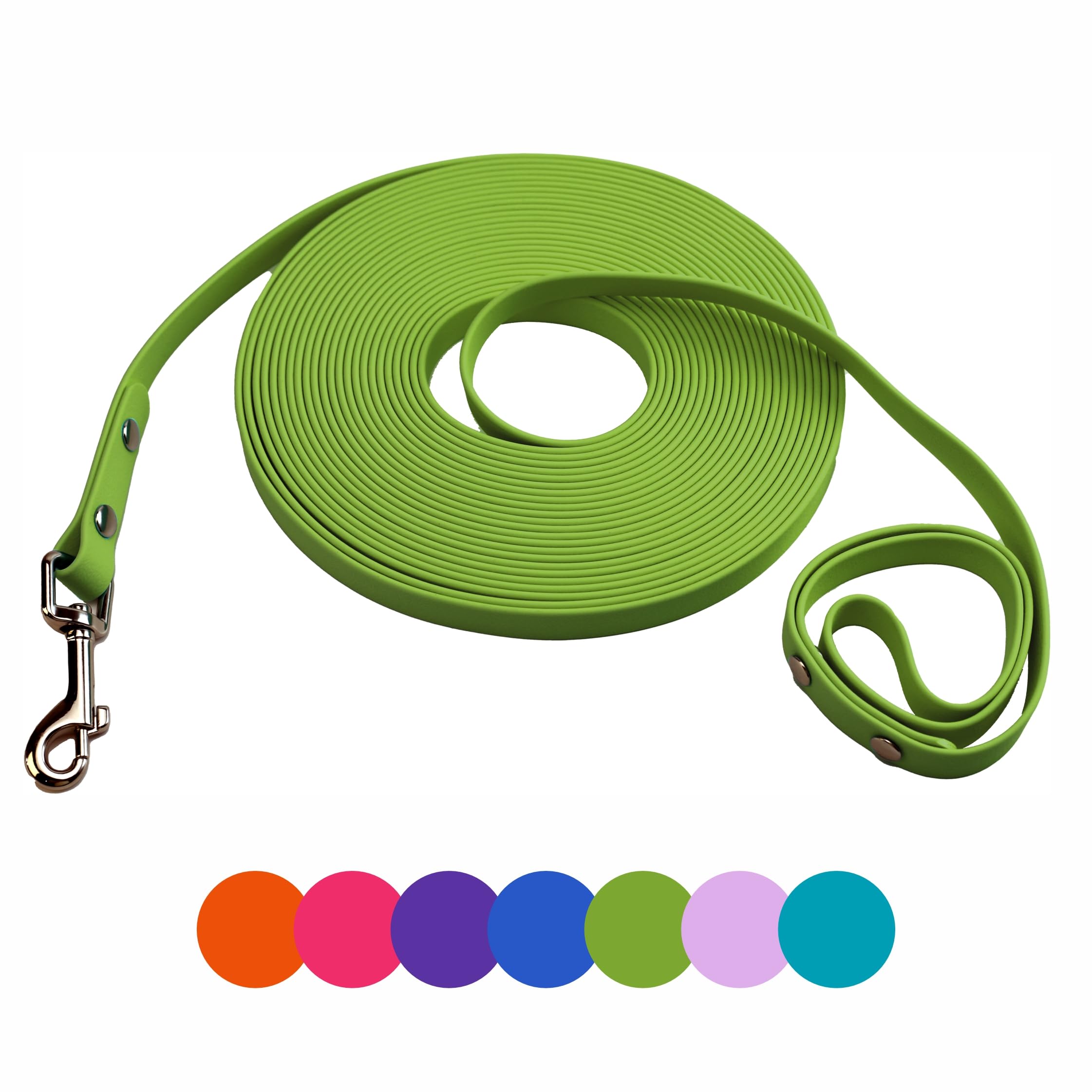 Dog Training Leash,Easy to Clean Waterproof Long Dog Leash, Heavy Duty Recall Training Lead,Dog Long Lead 6ft 10ft 15ft 30ft 50ft for Hiking,Yard, Beach and Swimming (Greenery, 6FT)