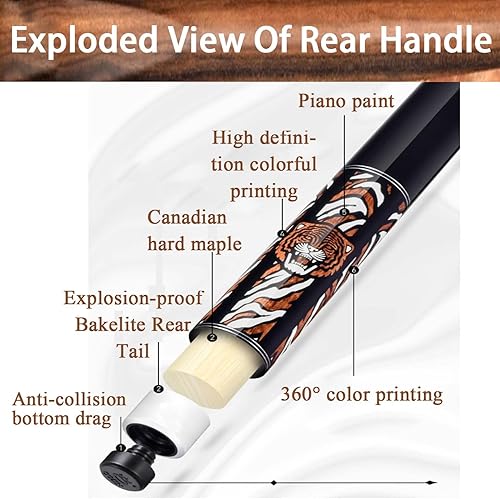 Miniatura 6 de Tacos de billar profesionales 13MM Taco de billar Negro 8 taco Chino Negro Ocho Billar Big Head American Nine Ball 12 (Color 3)