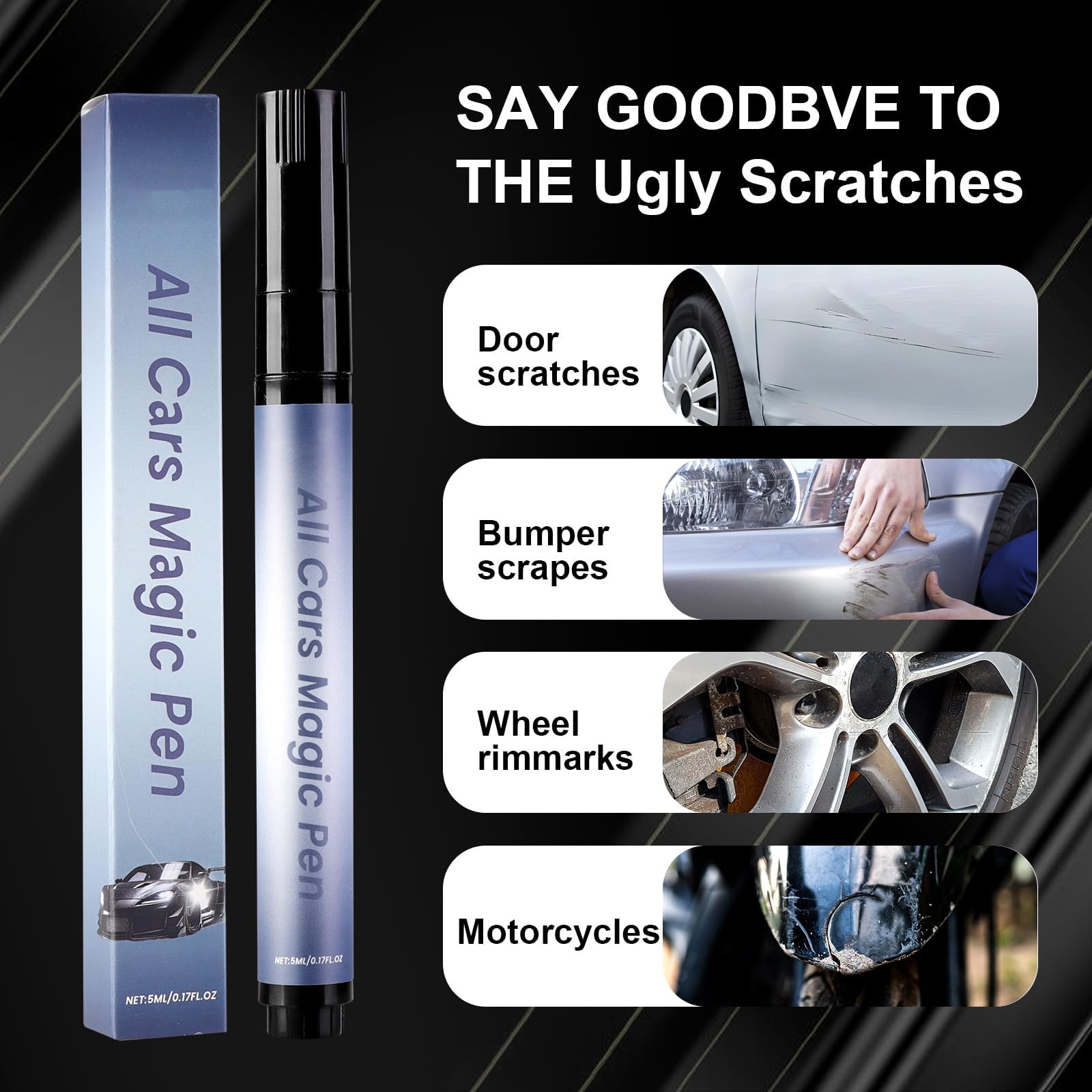 Kurhuxtn All Cars Magic Pen, 2 PACKS Magic Car Scratch Removal Pen, Car Scratch Remover, Efficient and Durable, Suitable for All Types of Scratch — view 4