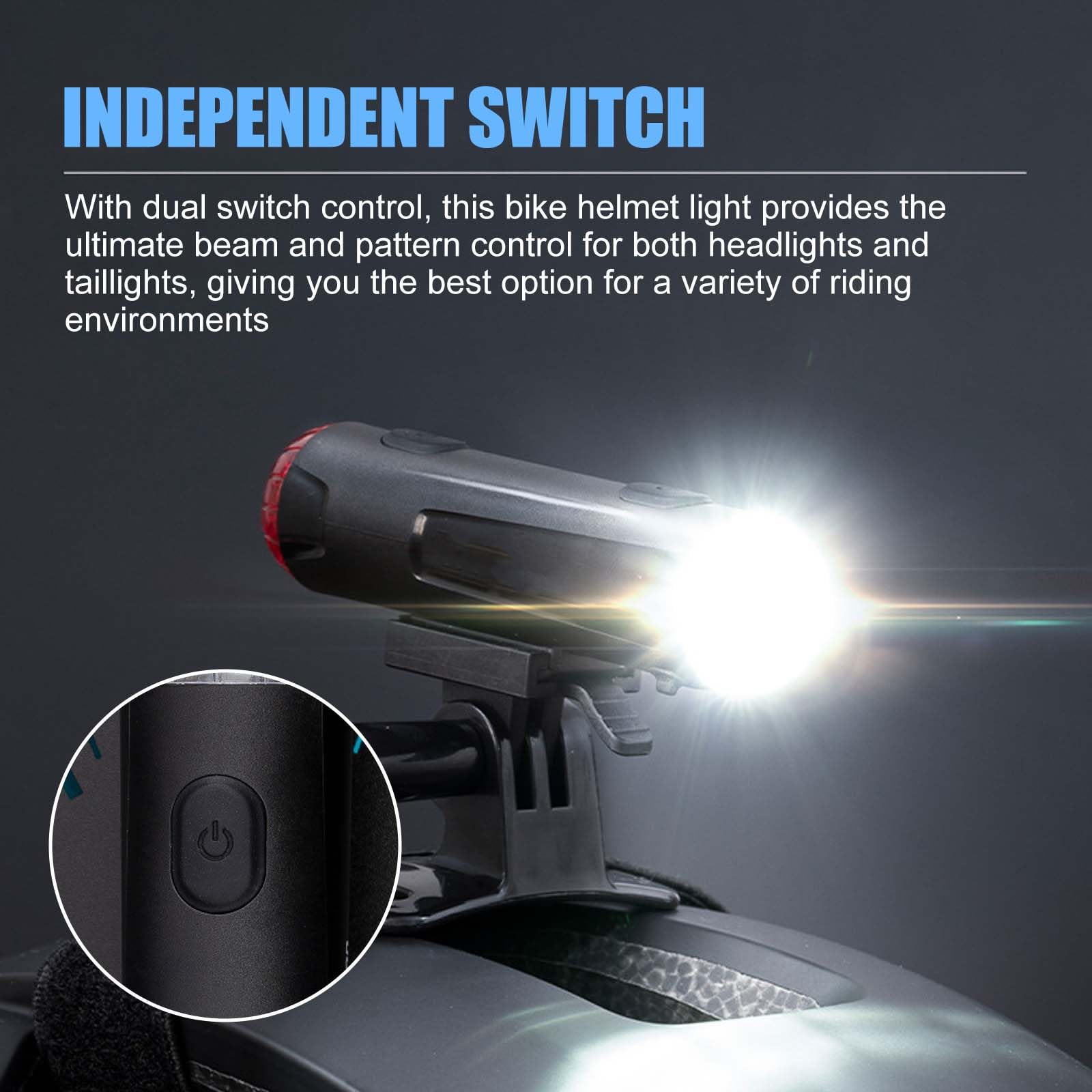 Luce Per Casco Bici Ricaricabile USB - 200 Lumen Anteriore/Posteriore - Impermeabile IP66 - 5 Livelli Luminosità - Foto 4