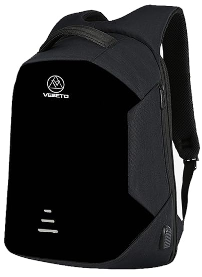 Vebeto Anti Theft Backpack with USB Charging Port 15.6 Inch Laptop Bagpack Waterproof Casual Unisex Bag for School College Office Suitable for Men Women (Black)