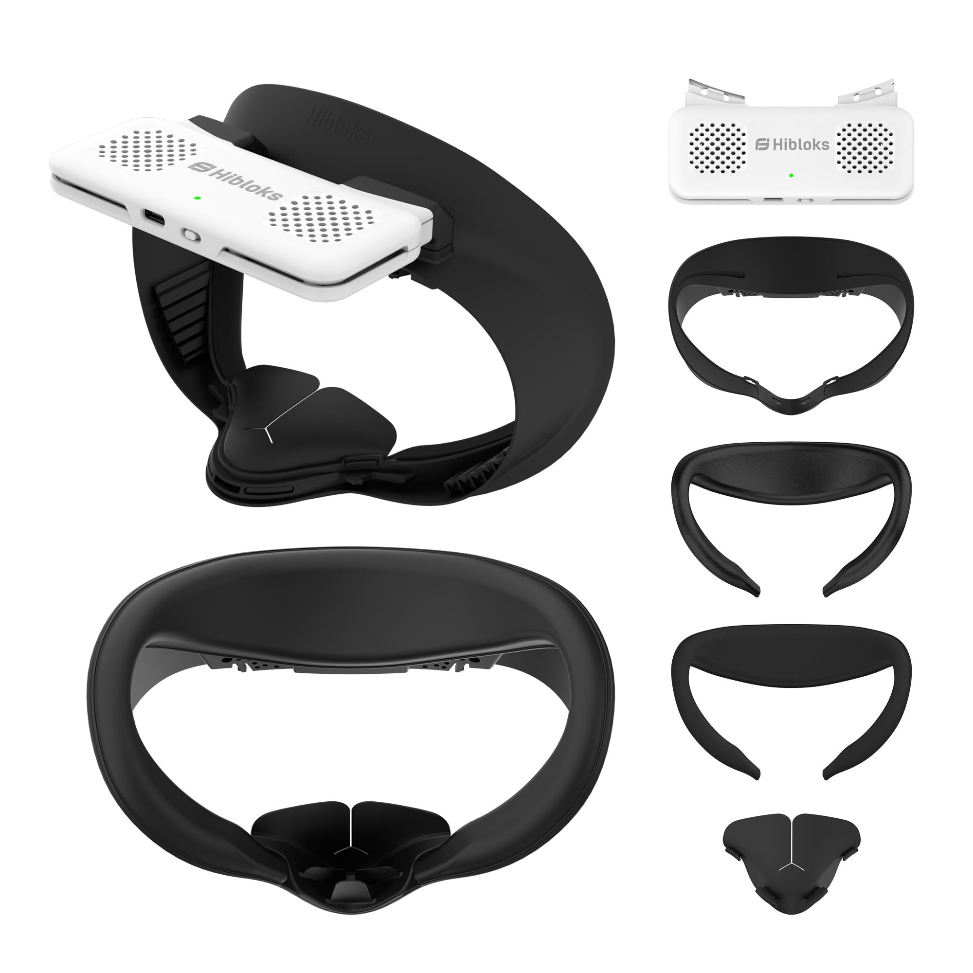 HiBloks - Interfaz facial con ventilador de refrigeración para accesorios Meta Quest 3S, 2 almohadillas de cubierta facial compatibles con el enfriador de ventilador Oculus Quest 3S, interfaz facial