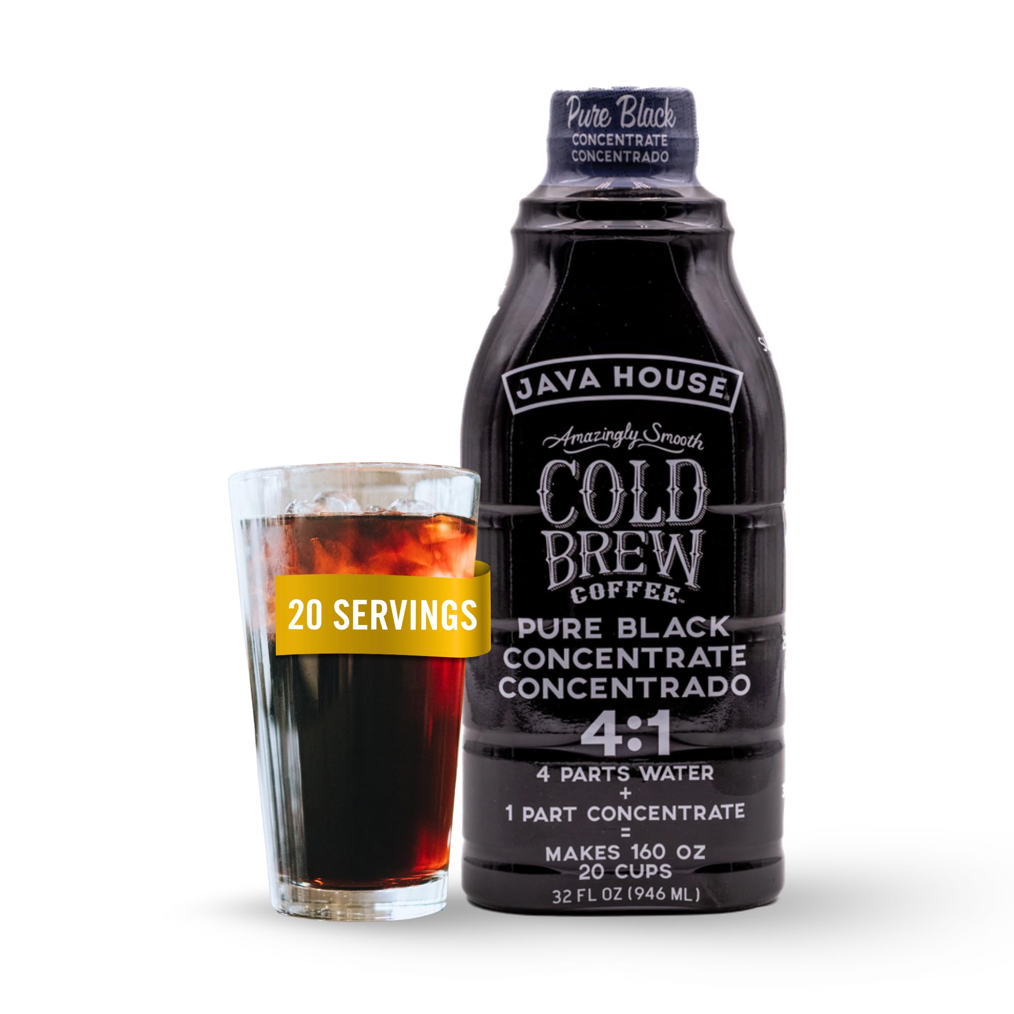 Cold Brew Coffee, Colombian 4:1 Liquid Concentrate, 32 Ounce Bottle