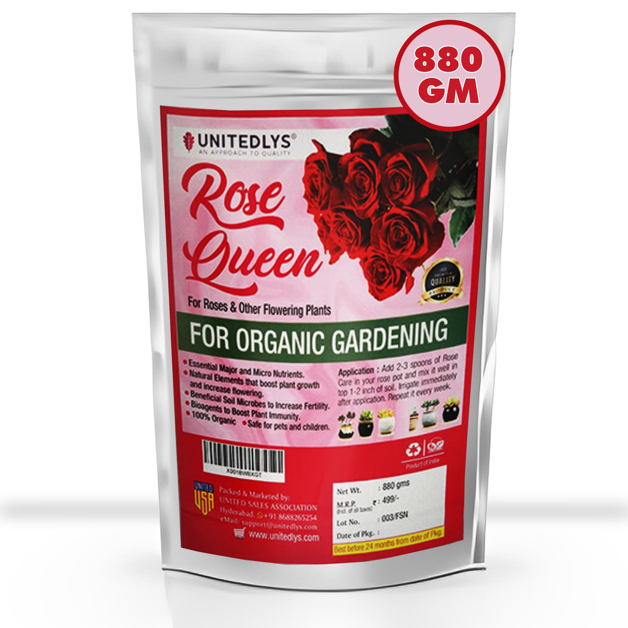 Unitedlys Rose Queen Special Rose Fertilizer Powder 880G | Organic Fertilizer For Rose Plants | Promotes Stronger Blooms & Greener Leaves (B08XBD1D4B) Amazon Price History, Amazon Price Tracker