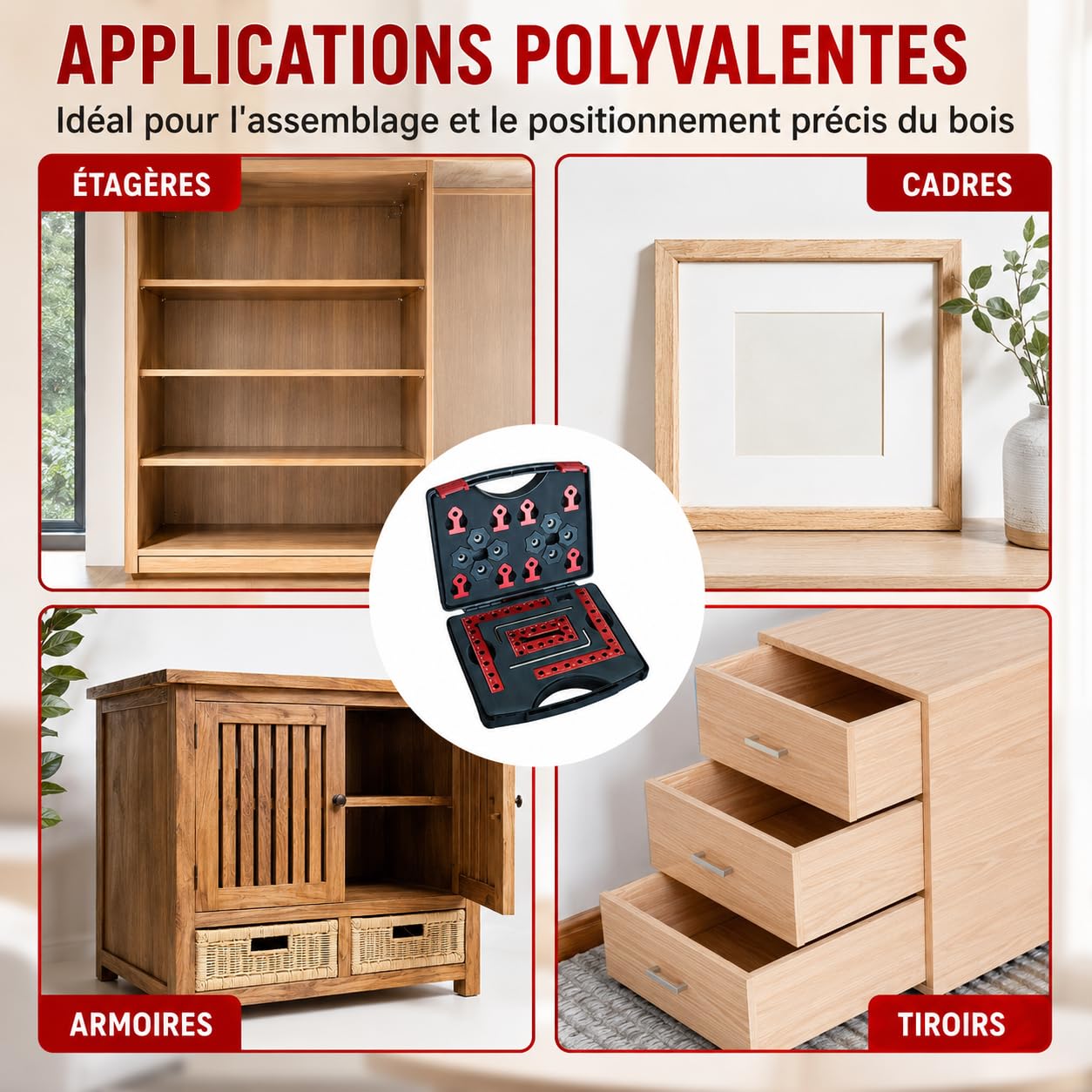 Lot de 8 équerres de positionnement à 90° aluminium, 4×140 mm + 4×80 mm | Kit d'équerres aluminium | serre joint angle meubles,cadres,tiroirs | Haute précision,outil menuisier| Aluminium antirouille