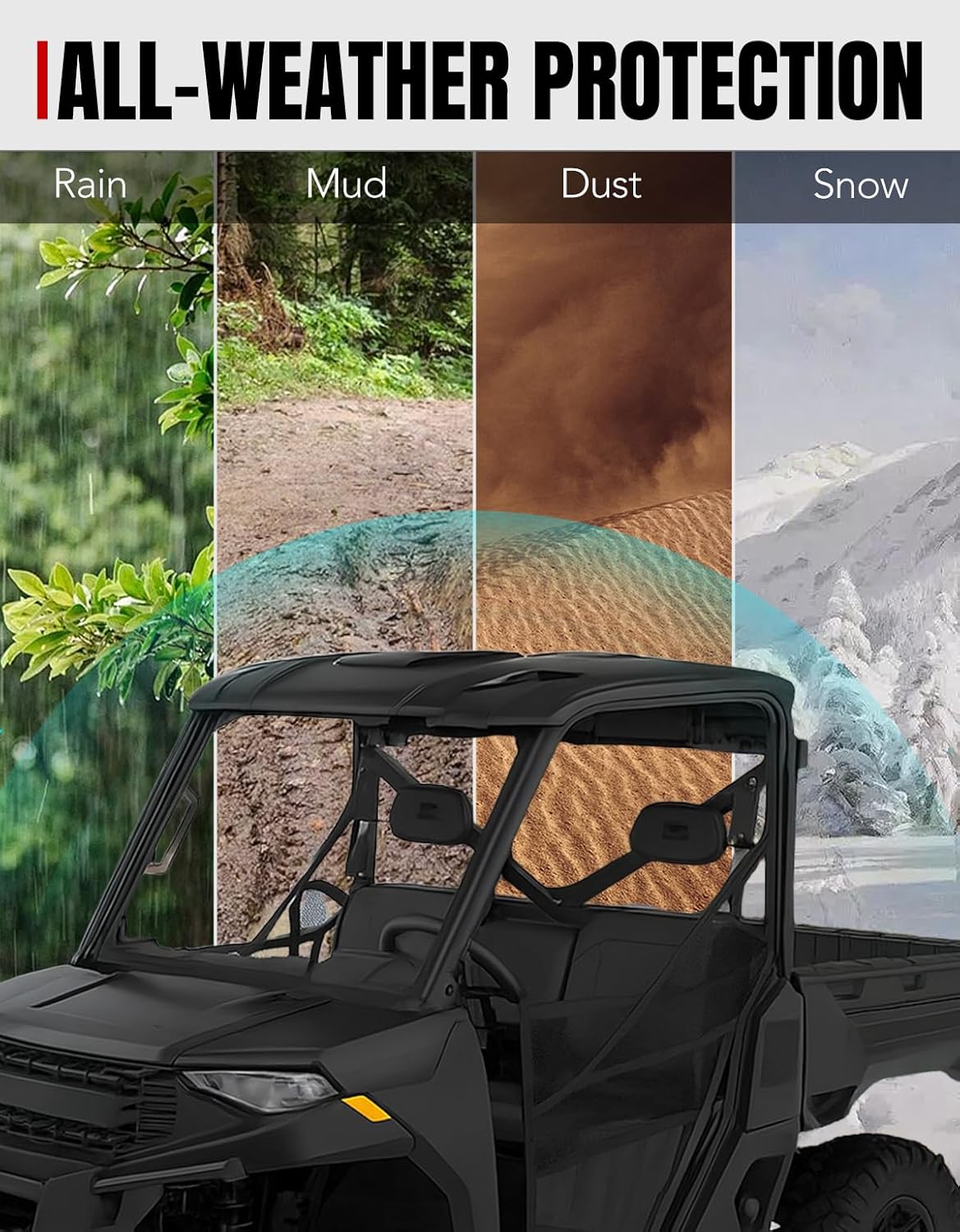 A & UTV PRO 3-Seat Sport Roof for 2017-2024 Polaris Ranger 1000 XP, 2-Piece Lock and Ride Plastic Hard Roof Top for 2013-2019 Ranger XP 900, 2020-2024 Polaris Ranger 1000, Replace OEM # 2882911