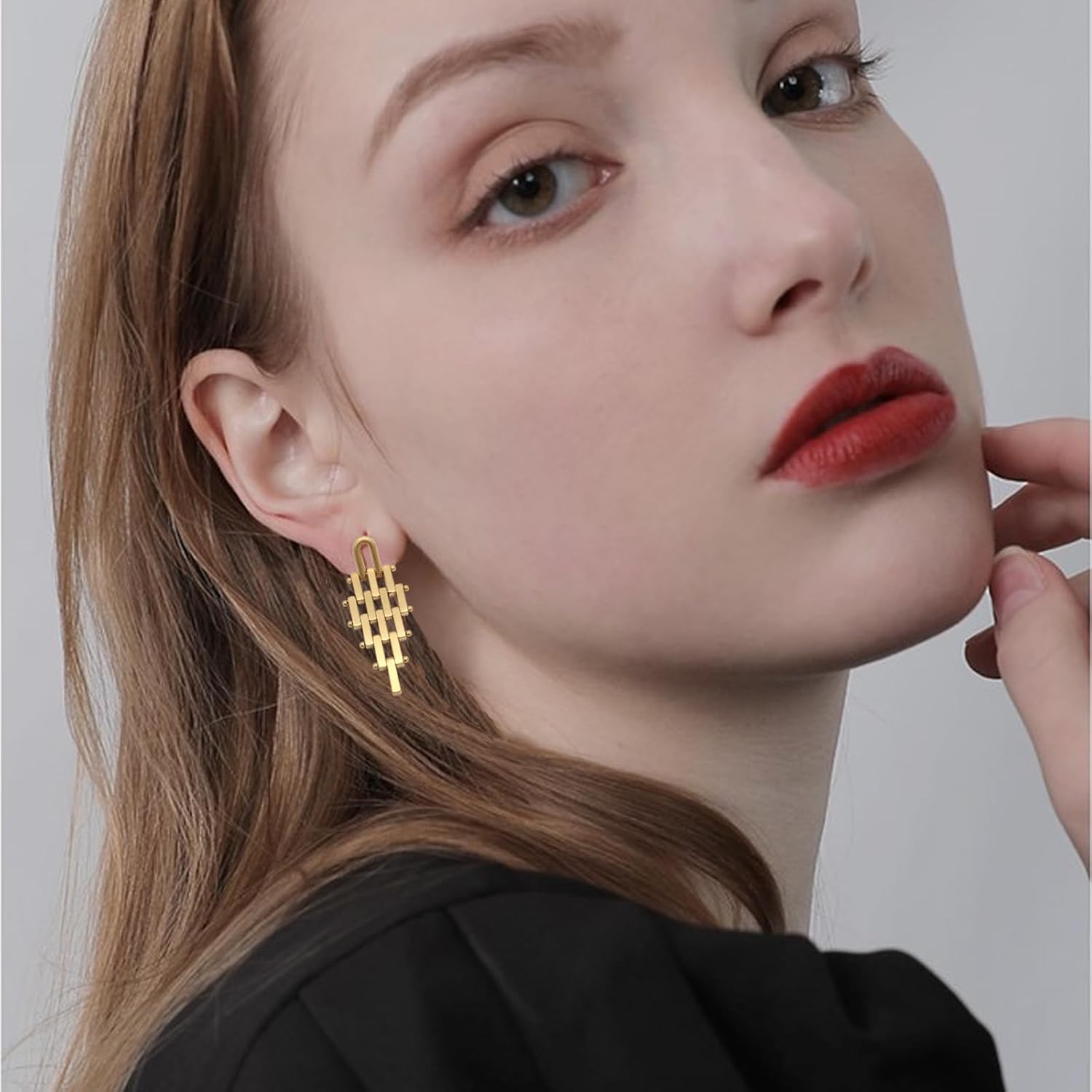 22K Gold Dangle Earrings for Women Gold Drop Earrings Hypoallergenic Scalable Dangling Earrings for Women - Image 2