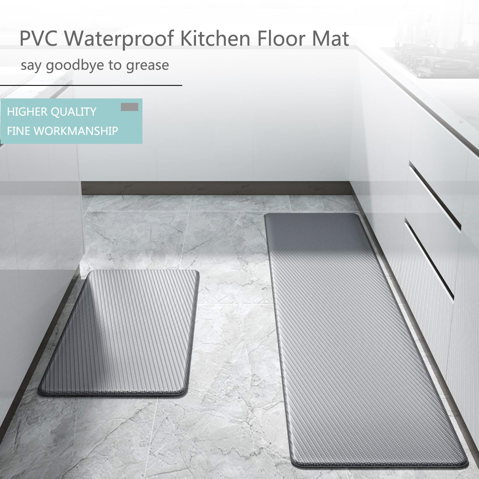 Alfombrilla de Cocina, Alfombra Antifatiga, Felpudos para Felpudos, Tapete De Cocina, Alfombras Cocina Lavable, PVC Impermeable y Resistente al Aceite (Rojo,45 x 150cm)