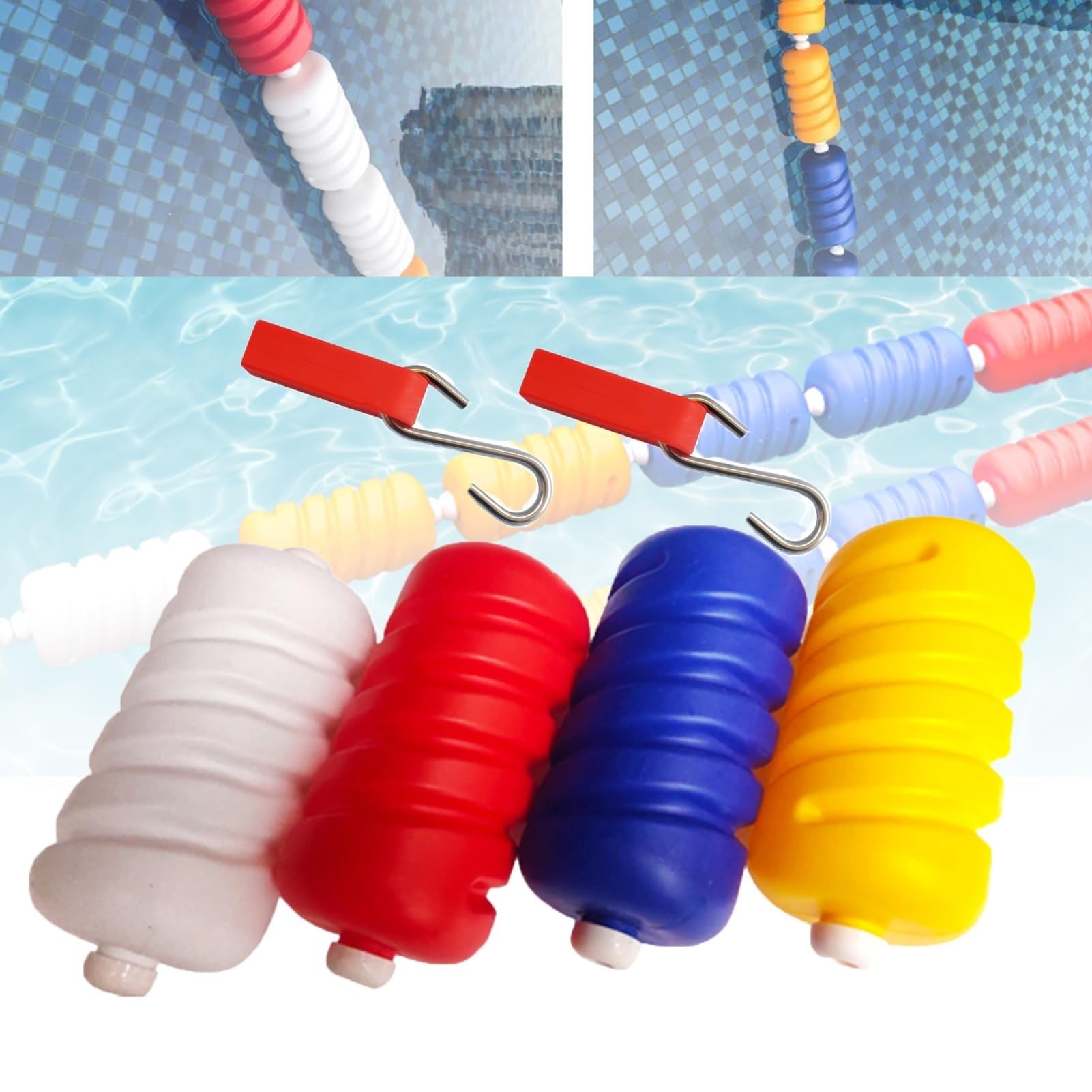 GJMSSMY Pool Safety Divider Lane Line,Adjustable Pool Safety Divider - 3.3ft to 60ft Anti-Wave Swim Lane with 2 Hooks, Easy Install Safety Rope for Inground Pools, Durable Steel Wire (3m/10ft)