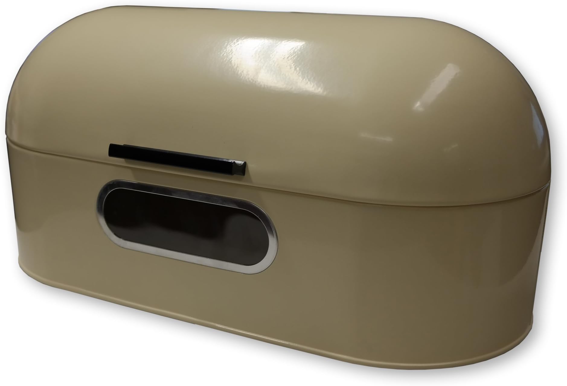 Marko Kitchen Cream Metal Bread Bin Retro American Bullet Style Hinged Loaf Storage Container