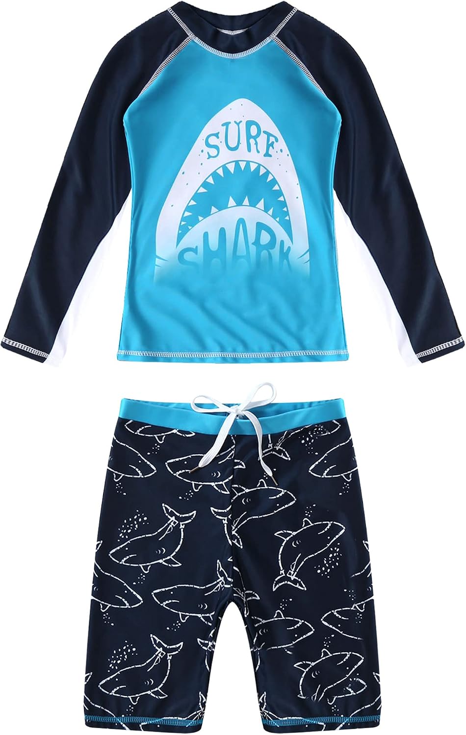 Hansber Kids Boys Rash Guard 2 Pieces Swimsuits Kids Long Sleeve UV Sun Protection Bathing Suit Swimwear