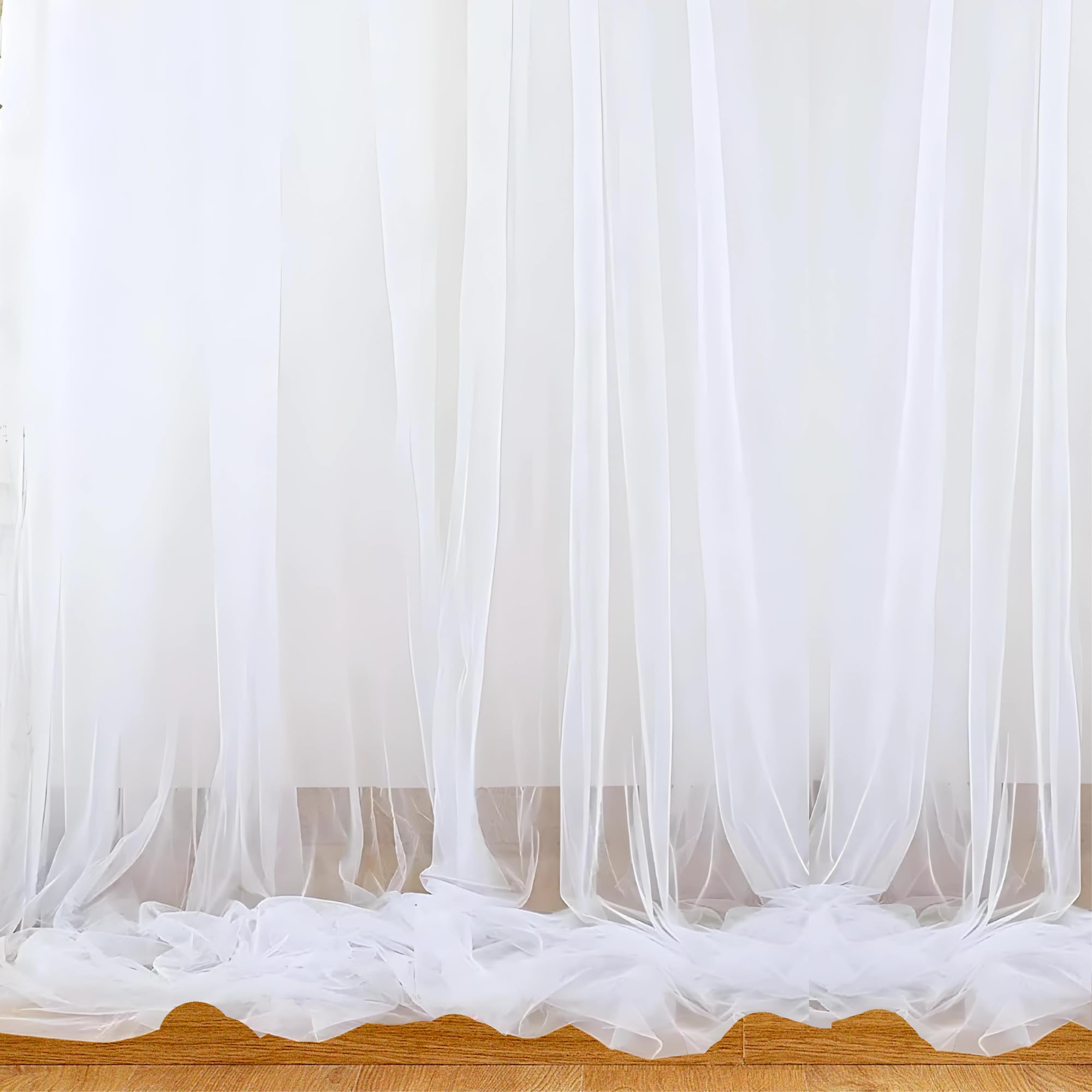 1iAM 2pcs White Decoration Net - Large Size, Stitched with Ribbon, Nylon Made, Reusable, Soft, Wrinkled Free, 8.5x5ft Each, Backdrop Net for Birthday, Anniversary, Wedding Party Decoration-picture-31