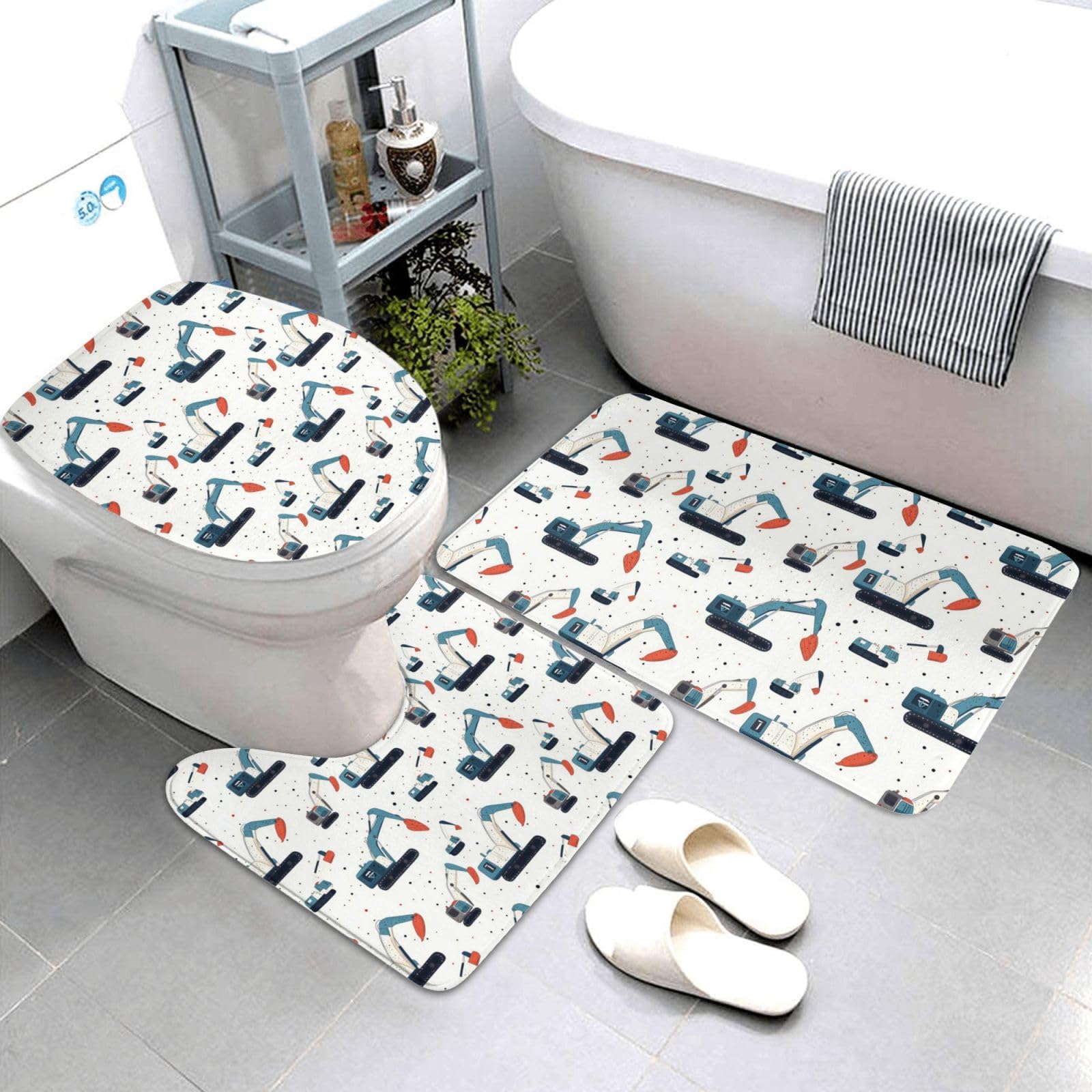 Tapis de bain absorbant pour éviter les glissades sur carrelage avec contour WC en U lavable