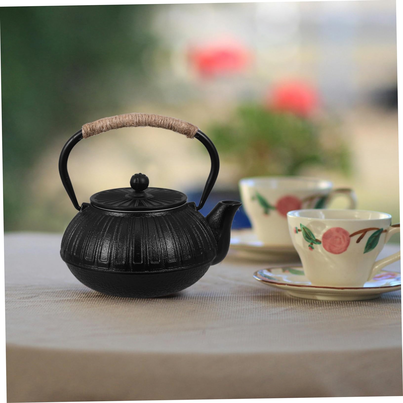 PRETYZOOM tetera de hierro fundido inducción largo retro con té pava y tetera japonesa cafetera de camping olla japonesa tetera para acampar teteras planchar Black