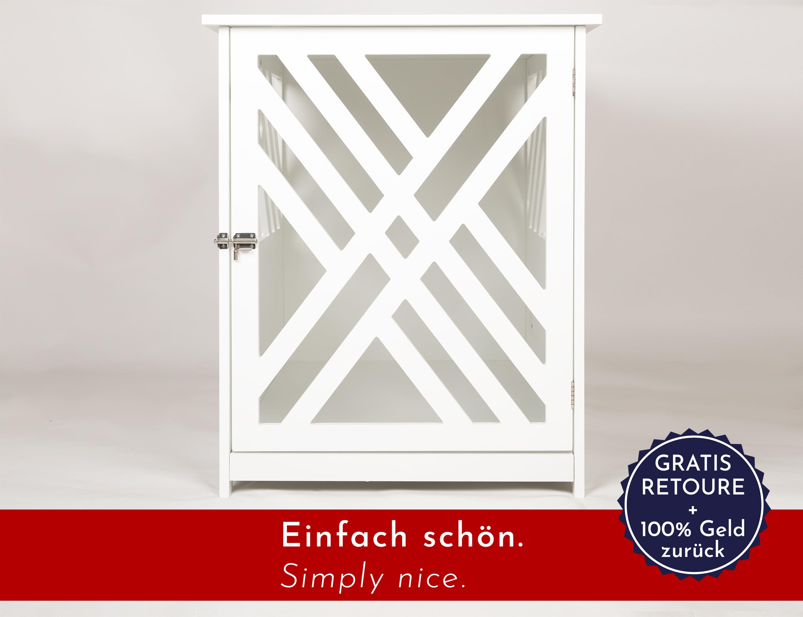 Cage Design pour Chien en Bois pour la Maison Appartement avec Table d'appoint, Caisse pour Chien pour Le Salon intérieur, 90x60 cm Blanc