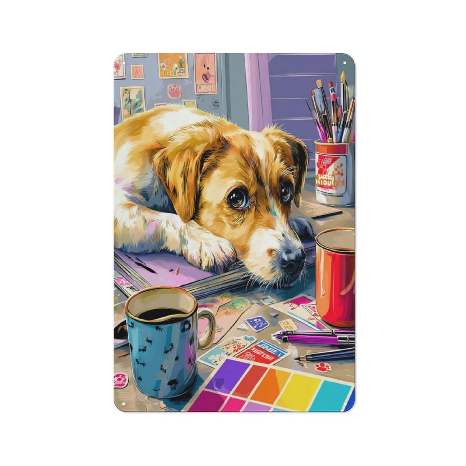 Junmoney Creative Studio Pup 30X20cm Retro Tin Sign With For Home Office Or Studio, For Home Interiors, Feature Walls And Decorative Displays