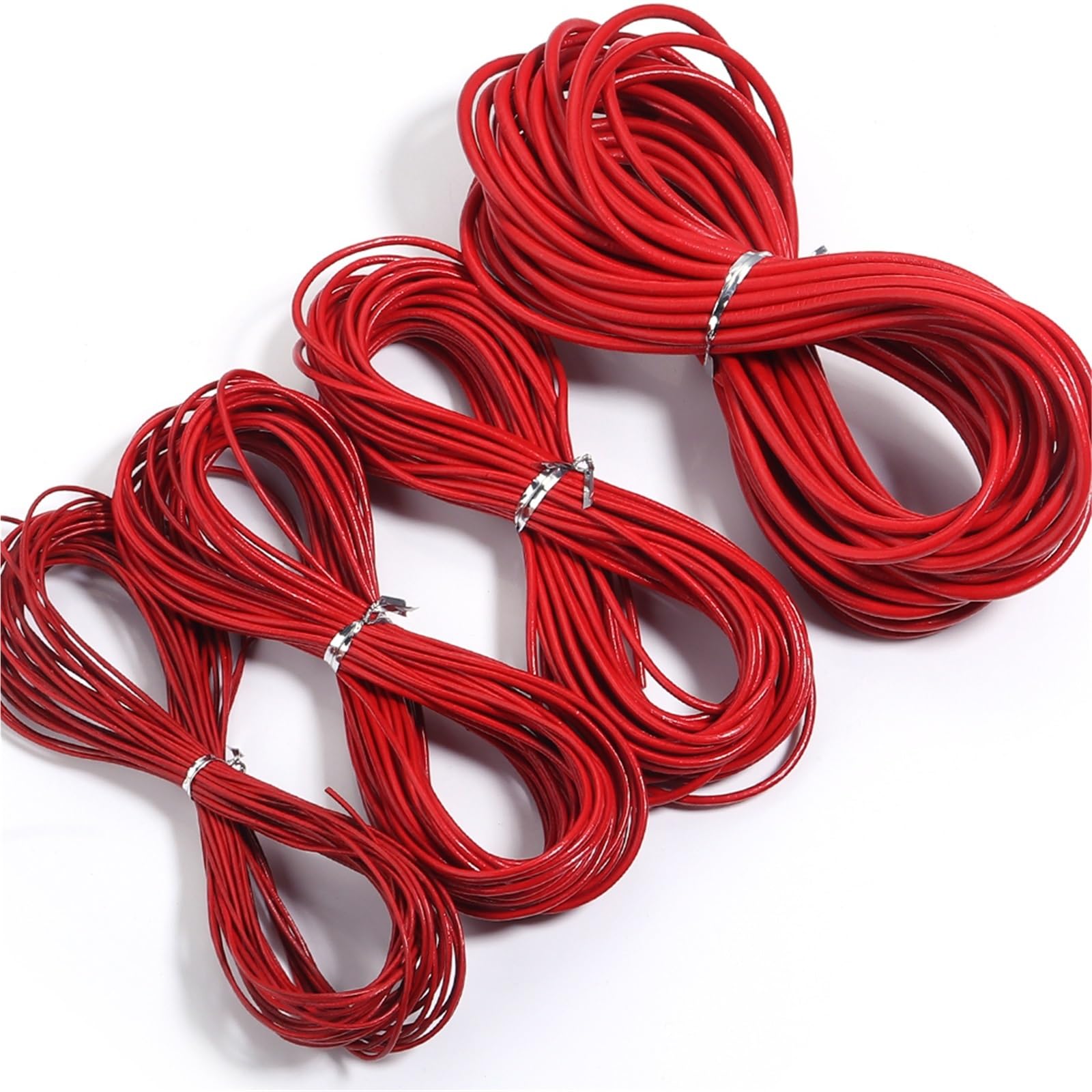 20Meters Genuine Leather Cord Dia 1/1.5/2/3mm Colorful Round Rope For Bracelet Necklace DIY Jewelry Making Findings(Red,1.5mm)
