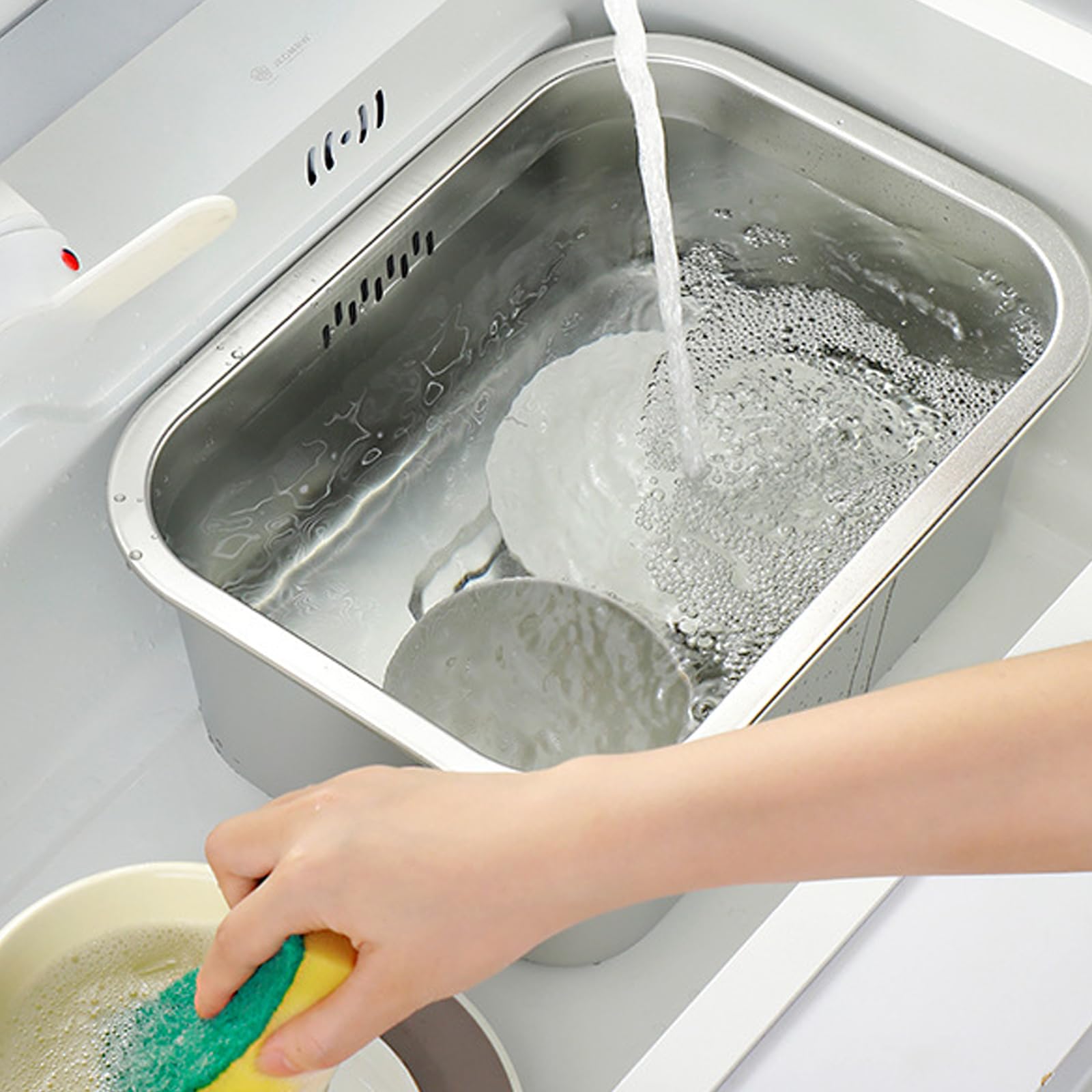 Küchensieb aus Edelstahl mit feinen Maschen, Sieb zum Waschen von Reis, Abtropfen von Nudeln, Gemüse, quadratisches Design, Mehrzwecknutzung, platzsparend, quadratisch, Küchensieb, feine Maschen