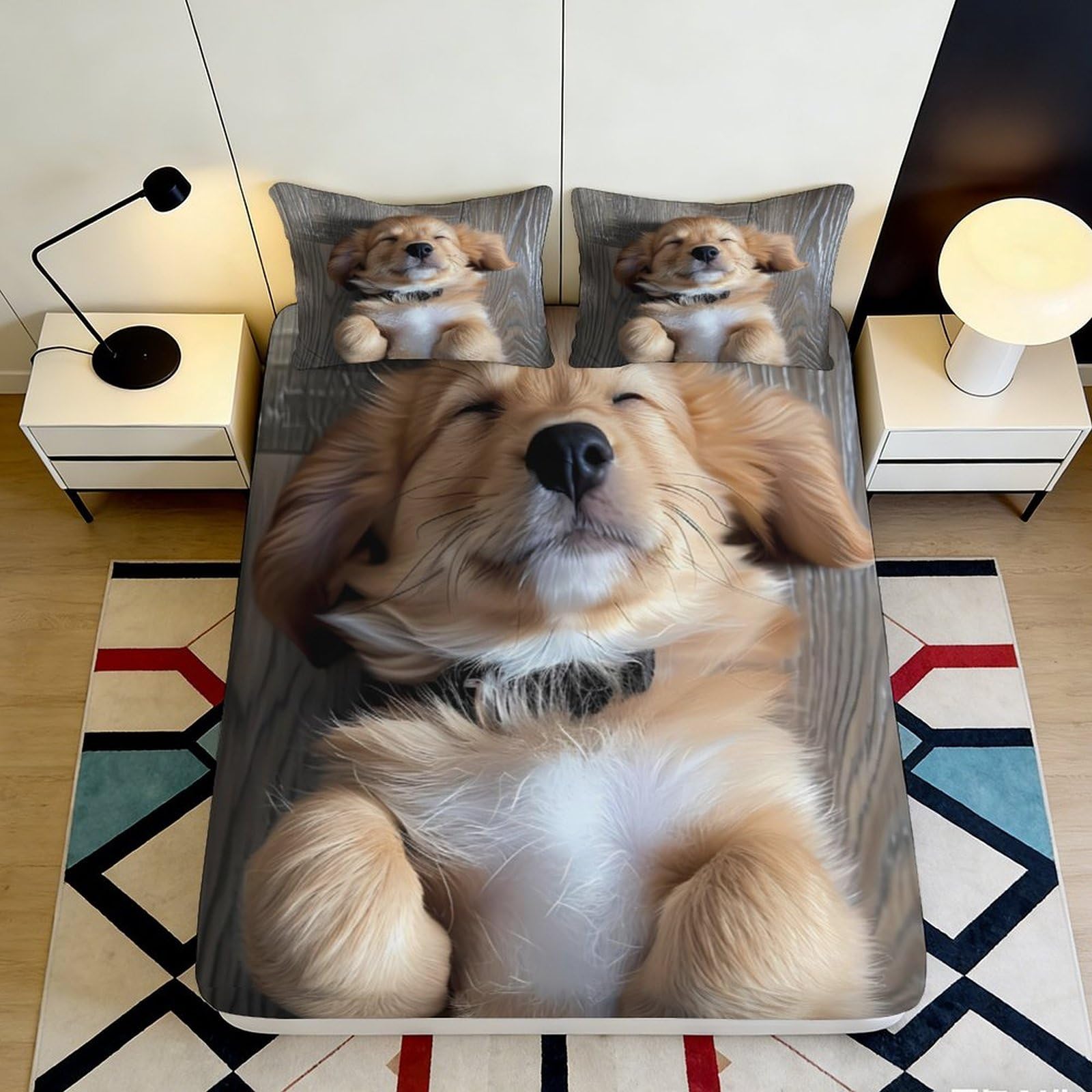 Pnayamiorkfel Style-7 3D Printed Puppy Fitted Sheet Microfiber Mattress Cover, Dog Print Bed Cover For Bedroom, Dorm, Guest Room, Soft, Washable 90X200x25cm