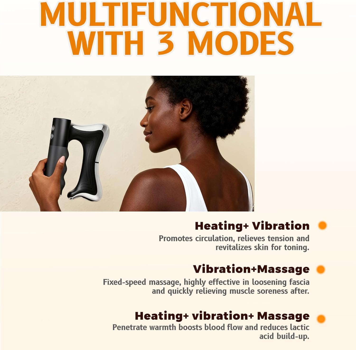 Electric Muscle Scraper Tool with Vibration,Massage& Heat, Portable Gua Sha Massager for Full Body Muscle Recovery, Relaxation, and Pain Relief (Black) - Image 2