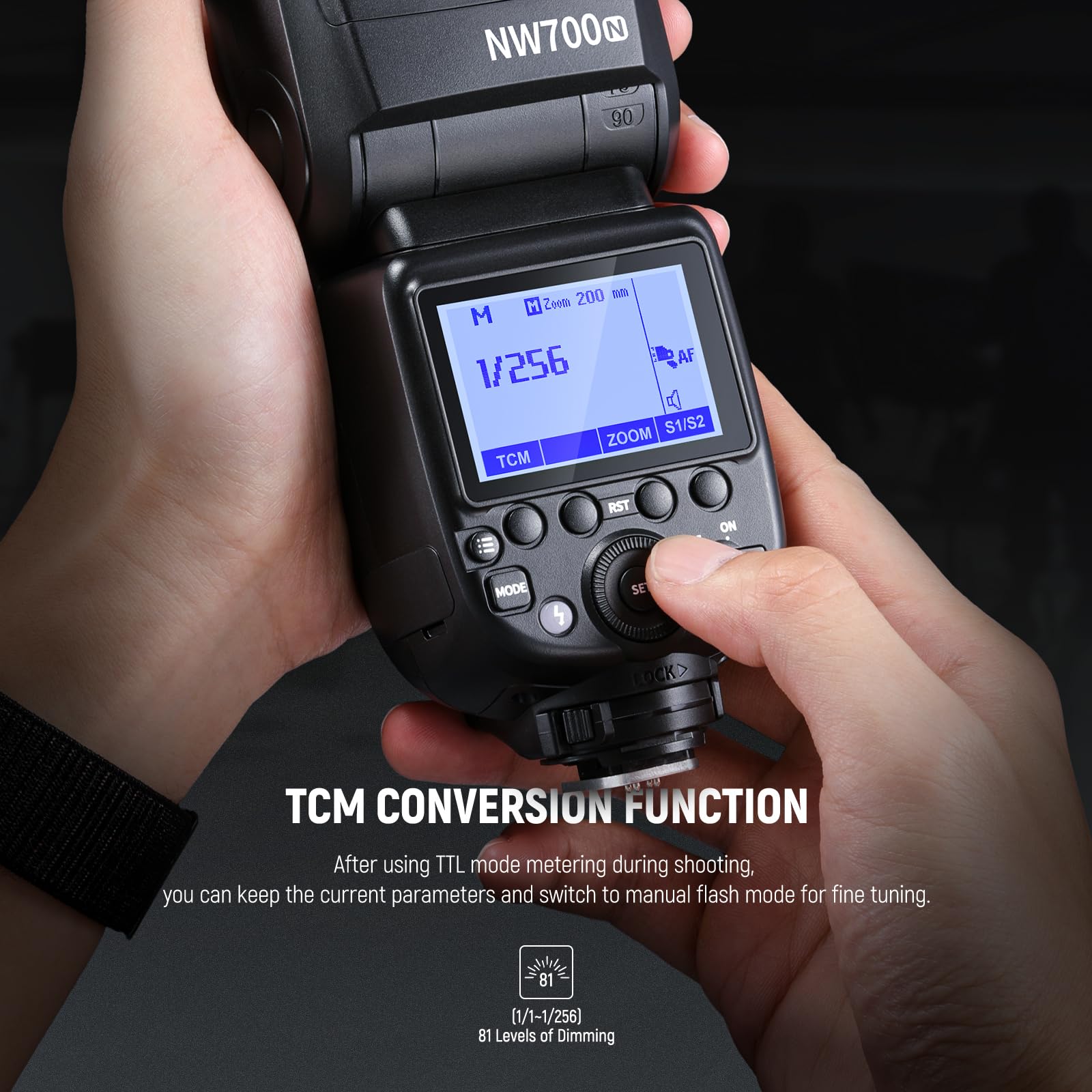 Neewer NW700-N TTL Flash Speedlite kompatybilny z aparatami Nikon DSLR, szybka synchronizacja 1/8000s, wyjście 1/1-1/256, funkcja TCM, 230 pełna moc Flash, szybki recykling 0,1-2,7 s, baterie nie są
