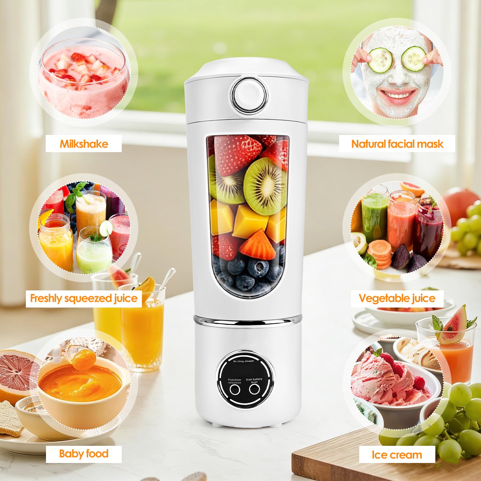 Przenośny mikser/blender/smoothie maker, 700 ml, mini mikser stojący z 12 ostrzami ze stali nierdzewnej do koktajli i shake'ów, z pokrywką podróżną, do kuchni, siłowni, biura