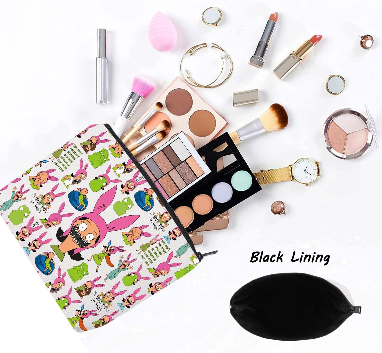 LEVLO Louis Cosmetic Bag Belcher Fans Gift Bob Family Zipper Pouch Bag Louis Cartoon TV Show Merchandise (I'll See You Bag) - Image 3