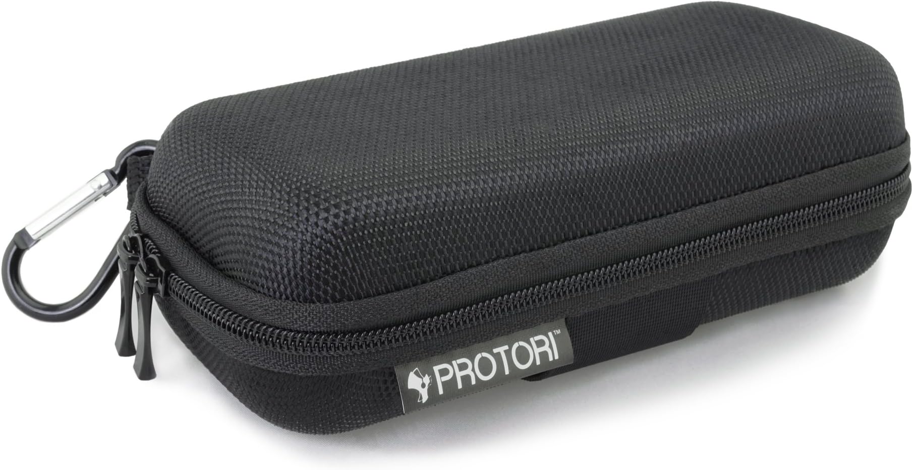 Protori Eyewear Case – Fits Sunglasses and Safety Glasses – Carabiner Hook and Belt Loop (Black)