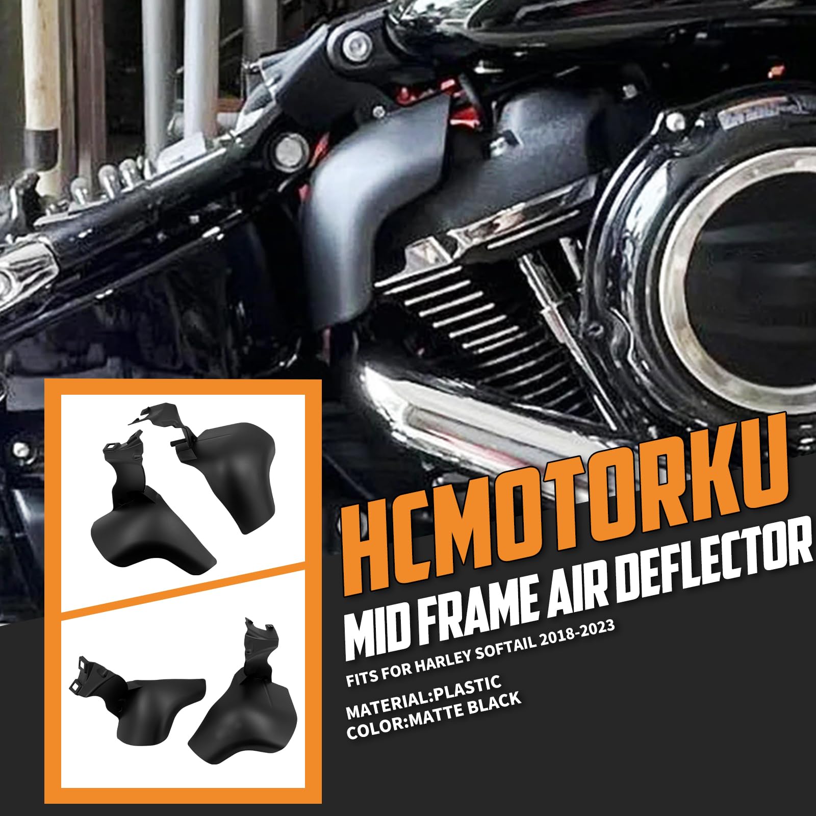 Déflecteur d'air pour moto Harley Softail Breakout Street Bob Fat Bob Low Rider FXBR 2018-2024 Noir