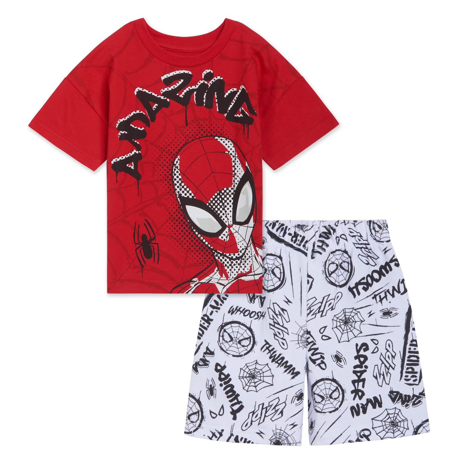 Marvel Spider-Man T-Shirt and French Terry Shorts Outfit Set Toddler to Big Kid Sizes (2T - 10-12)