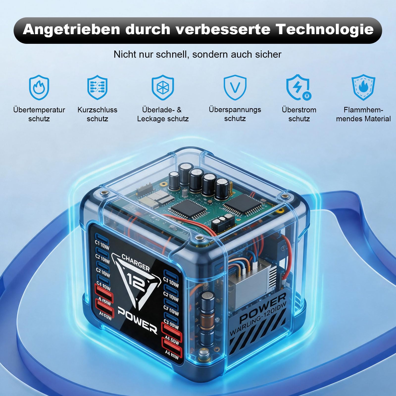 1200W USB C Ladegerät Mehrfach, 12 Ports GaN Laptop Schnellladegerät Ladestation Max PD140W/QC60W (8C+4A) Kompatibel mit MacBook Pro/Air, iPad, iPhone, HP, Galaxy S25 usw (Grau)