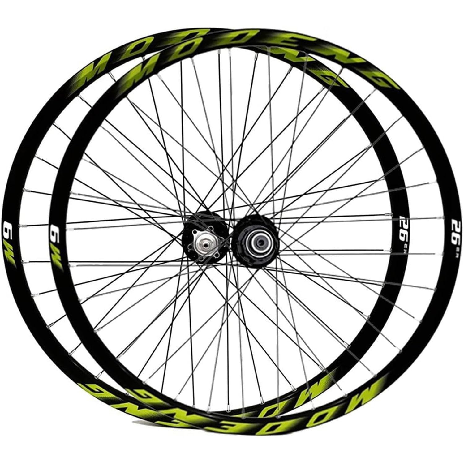 26 27.5 29 Inch MTB Bike Wheelset Quick Release Disc Brake ， 32H Aluminum Alloy Double Rim For 8/9/10/11 Speed Cassette(Green,26inch)