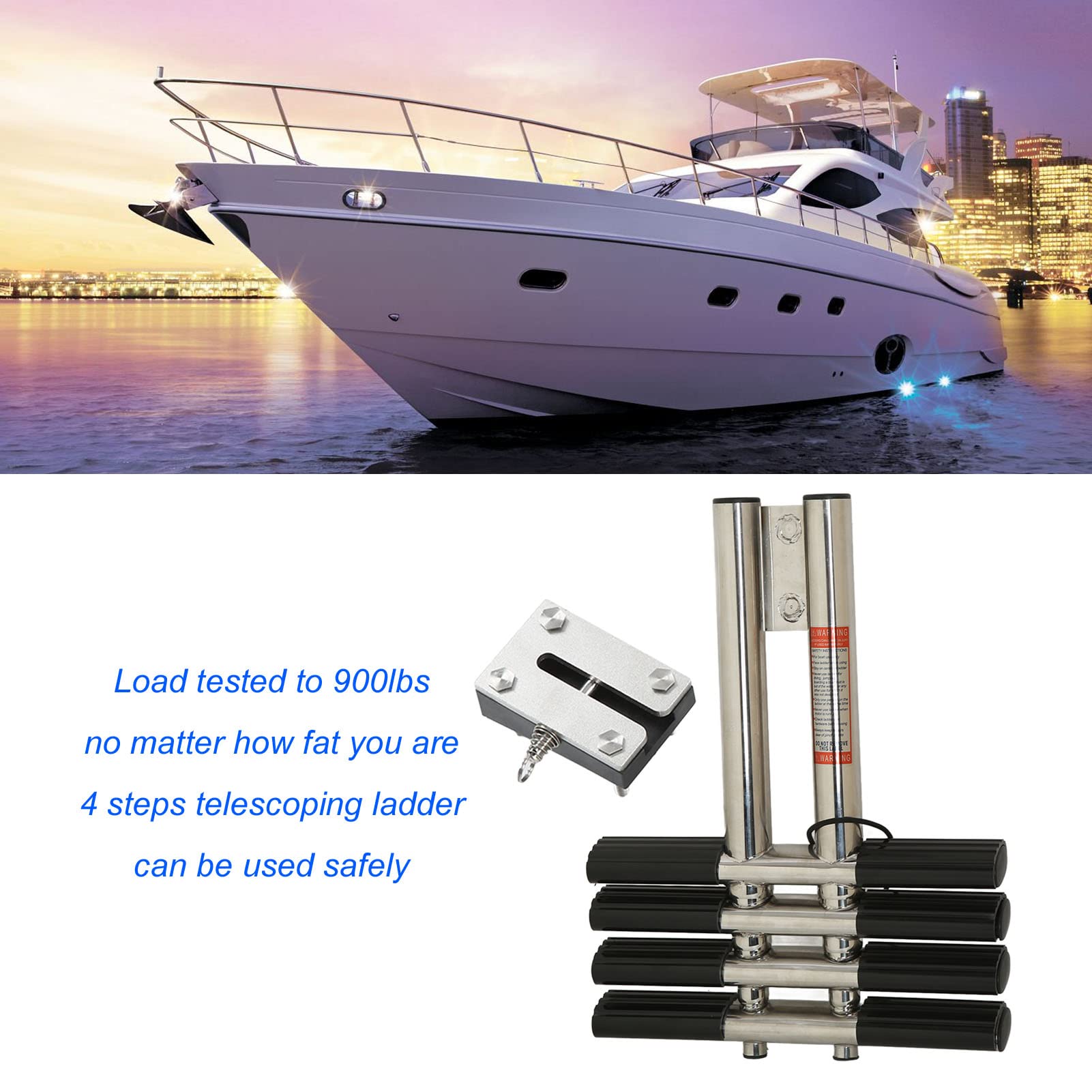 Pezzi di Ricambio per Yacht per Barche Telescopica in Acciaio Inossidabile 4 Gradini per Barca per Yacht Marino Piscina Pezzi di Ricambio per Yacht per Barche Serie di
