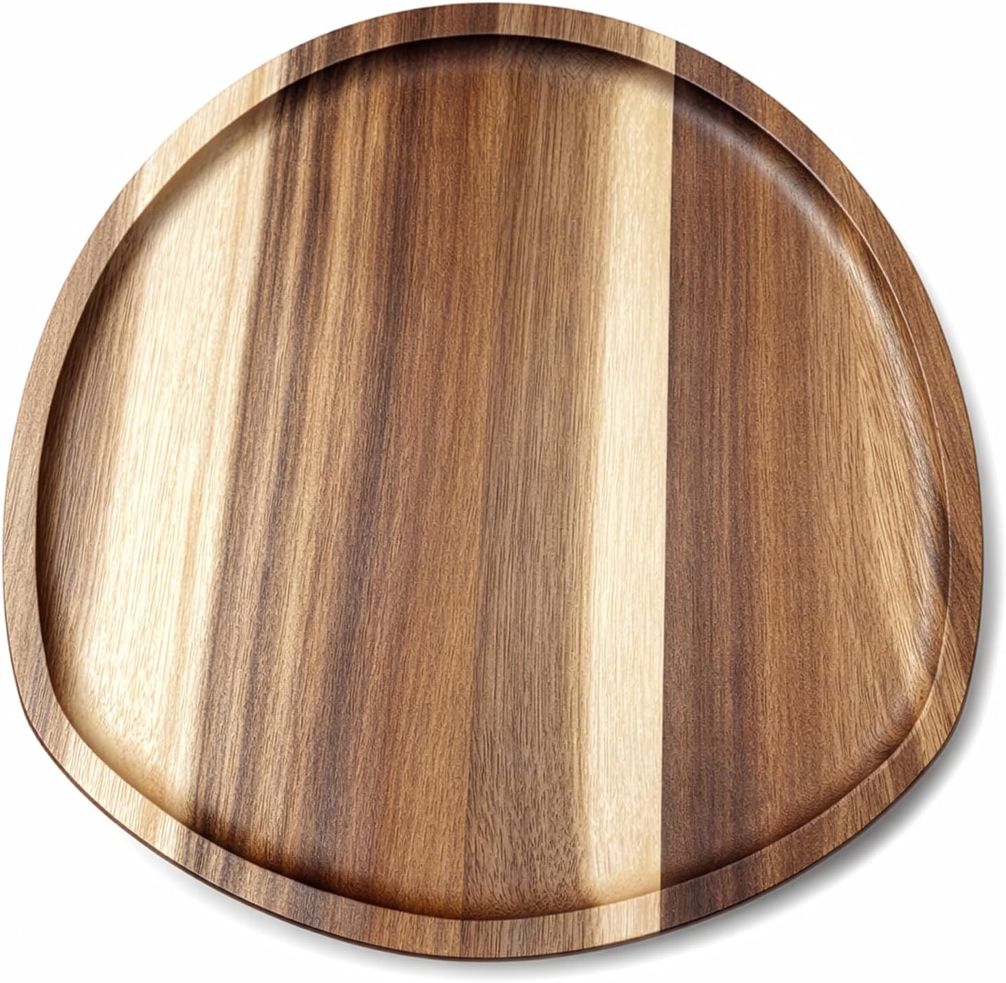 Okllen Set of 5 Small Acacia Wood Serving Platter and Trays, Irregular Oval Solid Wood Plates Serving Tray, Lightweight Wood Dinner Plates for Breakfast, Coffee, Tea, Snack, 6.3~11.7" L, 5.1~8.2" W