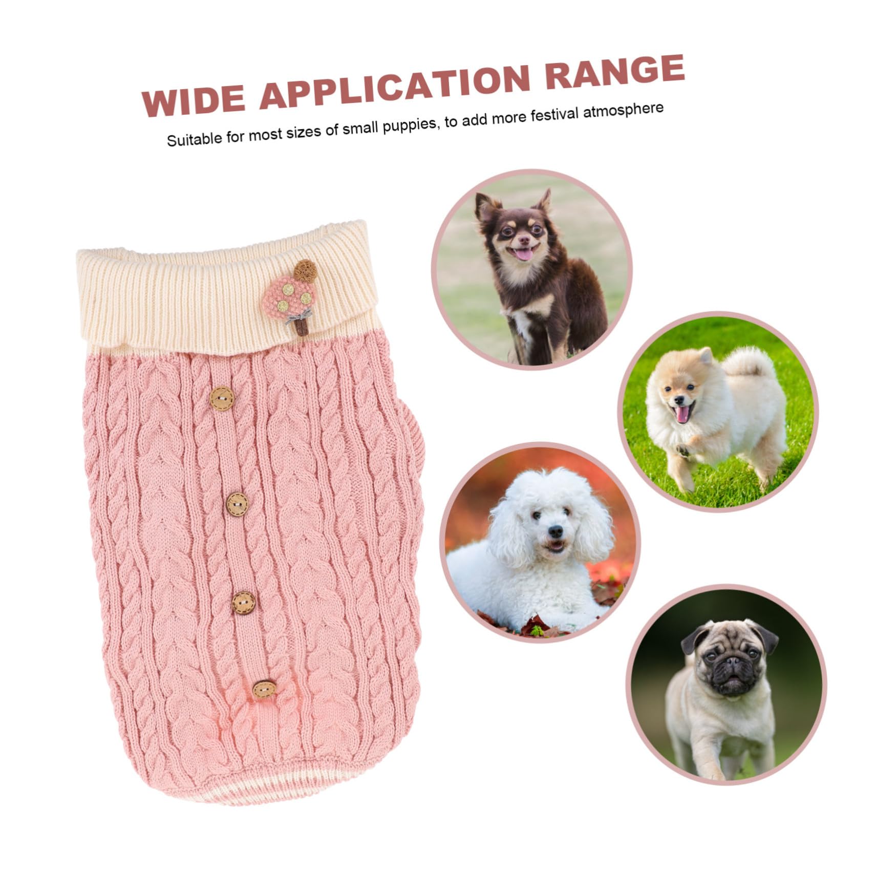 BESPORTBLE 3pièces Sweater pour Chien Vêtement Hiver Pull Chaud Coton pour Chiens Costume Confortable pour Animaux De Compagnie Rose XS