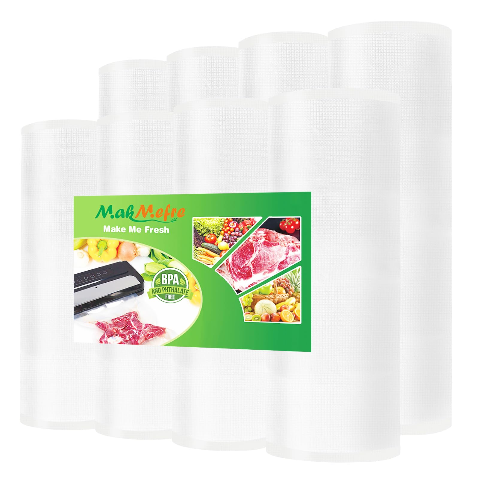 MakMeFre 8 Rouleaux Sous Vide 20/28cmx6m Sans BPA LFGB Alimentaire