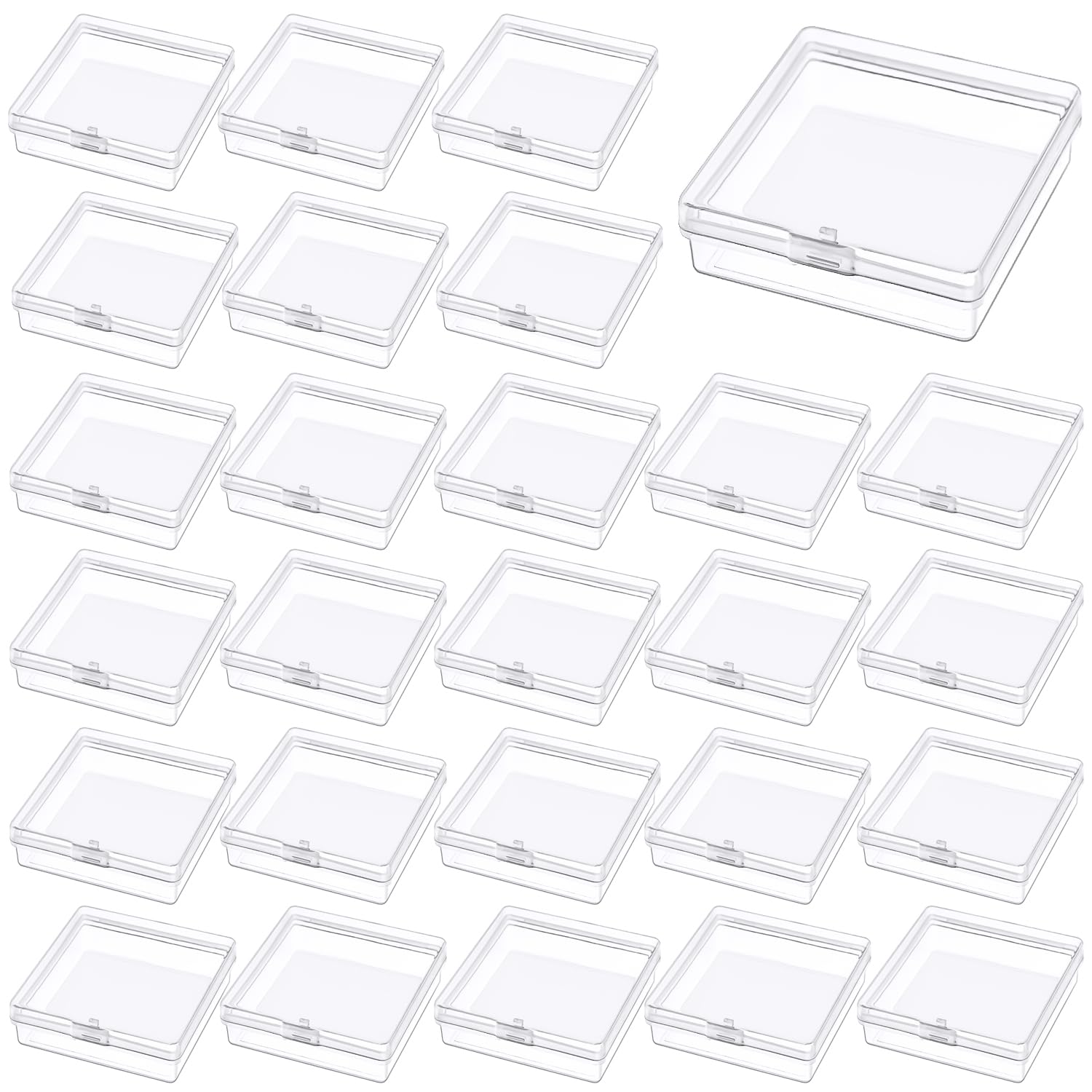 Prmape 30 Pieces Small Storage Box with Lid, 5.5 * 5.5 * 1.7cm Mini Rectangular Plastic Boxes