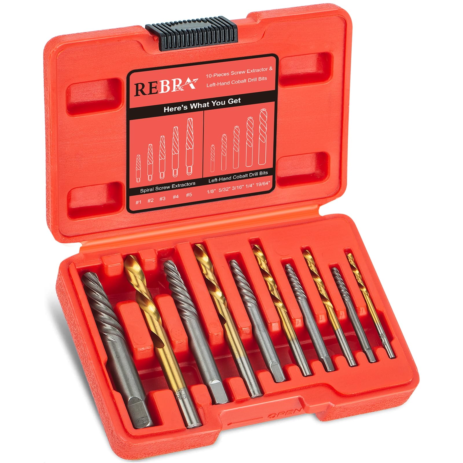 Screw Extractor Set, 37# Cr-Mo & 6542 HSS Steel Cobalt Left-Hand Drill Bit, Easy Out Broken Bolt Remover Reverse