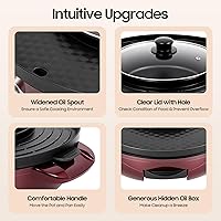 Vista 9 de Olla caliente extraíble con parrilla, 2200 W, 2 en 1, parrilla eléctrica sin humo y olla caliente con control de temperatura dual separado, sartén