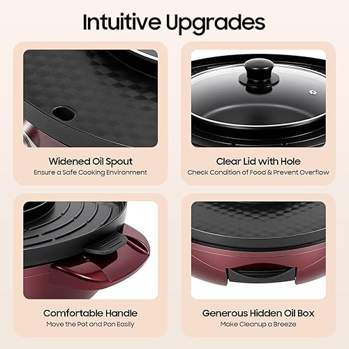 Miniatura 6 de Parrilla eléctrica sin humo y olla de cocción coreana, parrilla de barbacoa coreana, cocina portátil 2 en 1, máquina combinada compacta de barbacoa