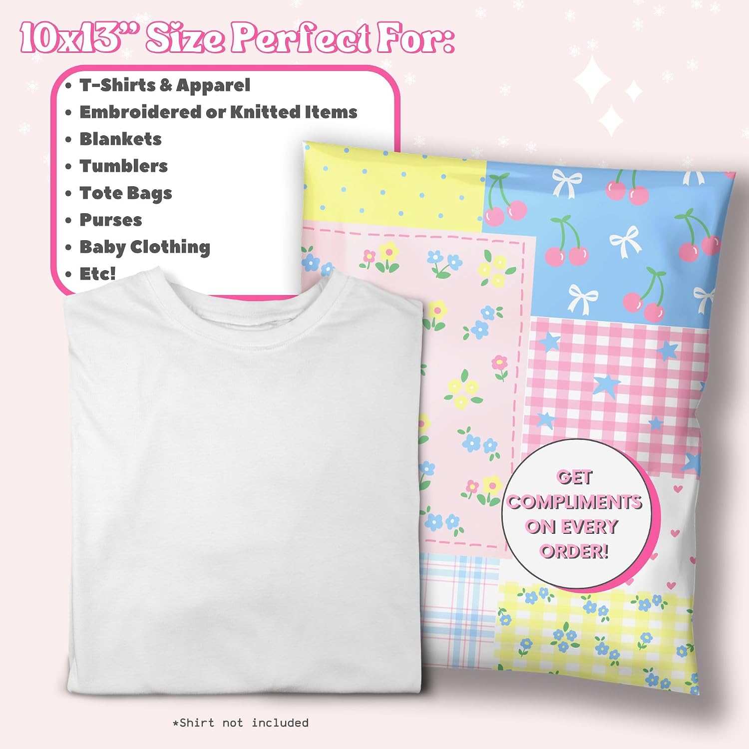 Picksie Mailers - Poly-mailers, 10x13 Shipping Bags for Small Business, 100 Pack Polymailer Packaging Bags, Mailing Poly Bags, Poly Mailers, Boutique Shipping Envelopes Package Bags - Pretty Patchwork