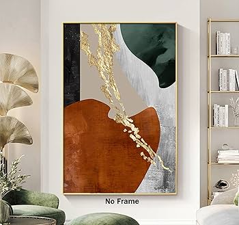 Amazon.co.jp: グリーンとオレンジの抽象ウォールアート